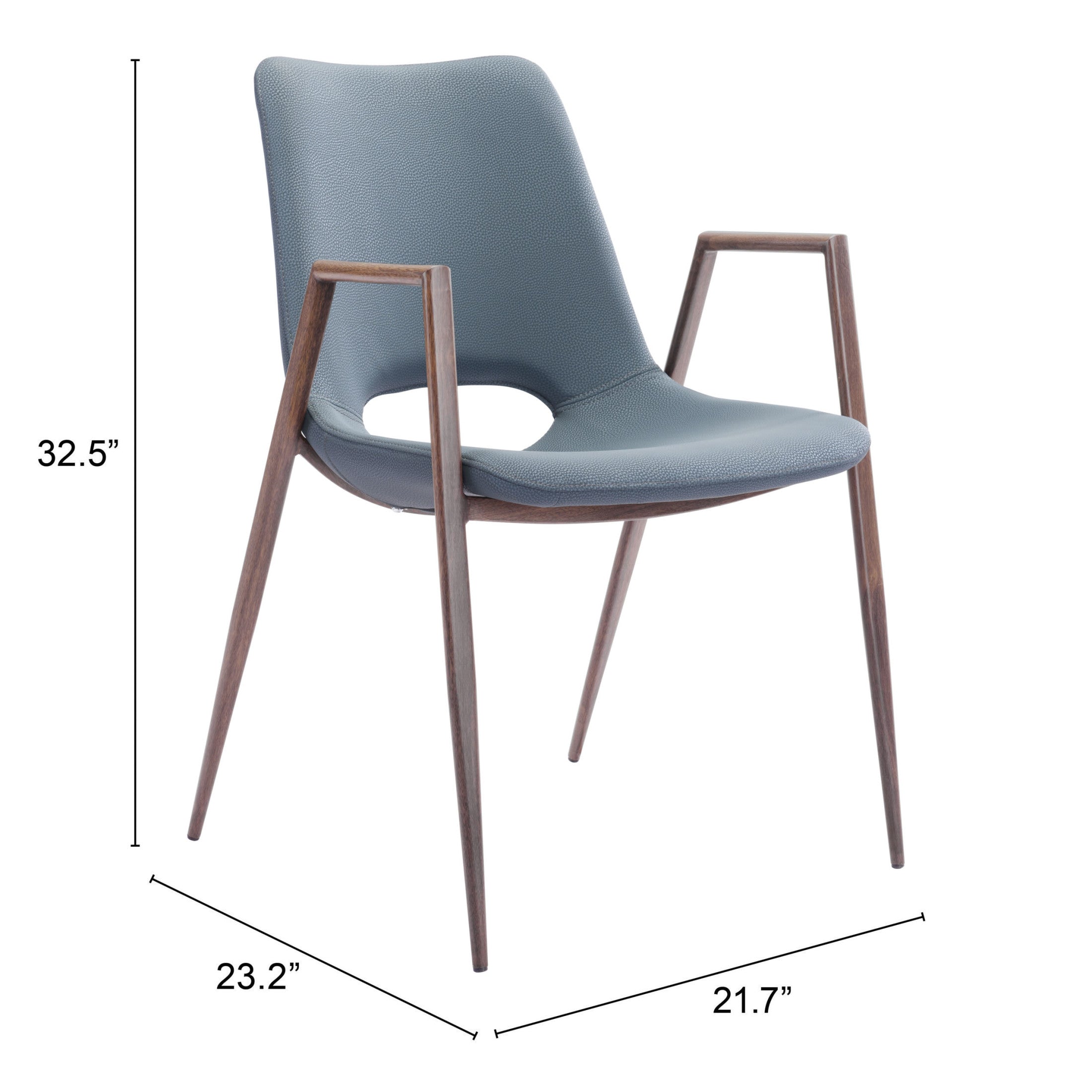 Desi Dining Chair (Set of 2) Azure Gray & Walnut