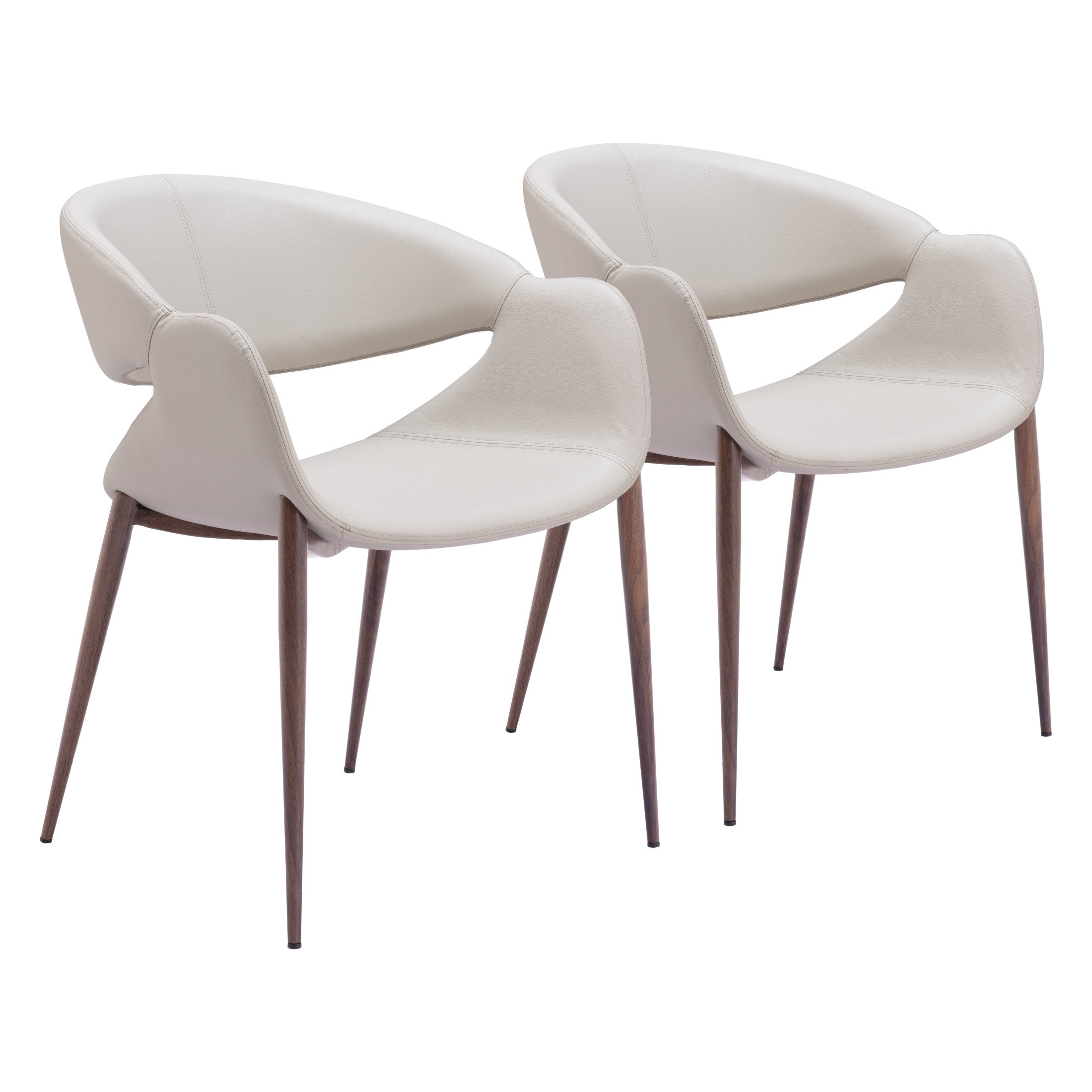 Limay Dining Chair (Set of 2) Beige & Walnut