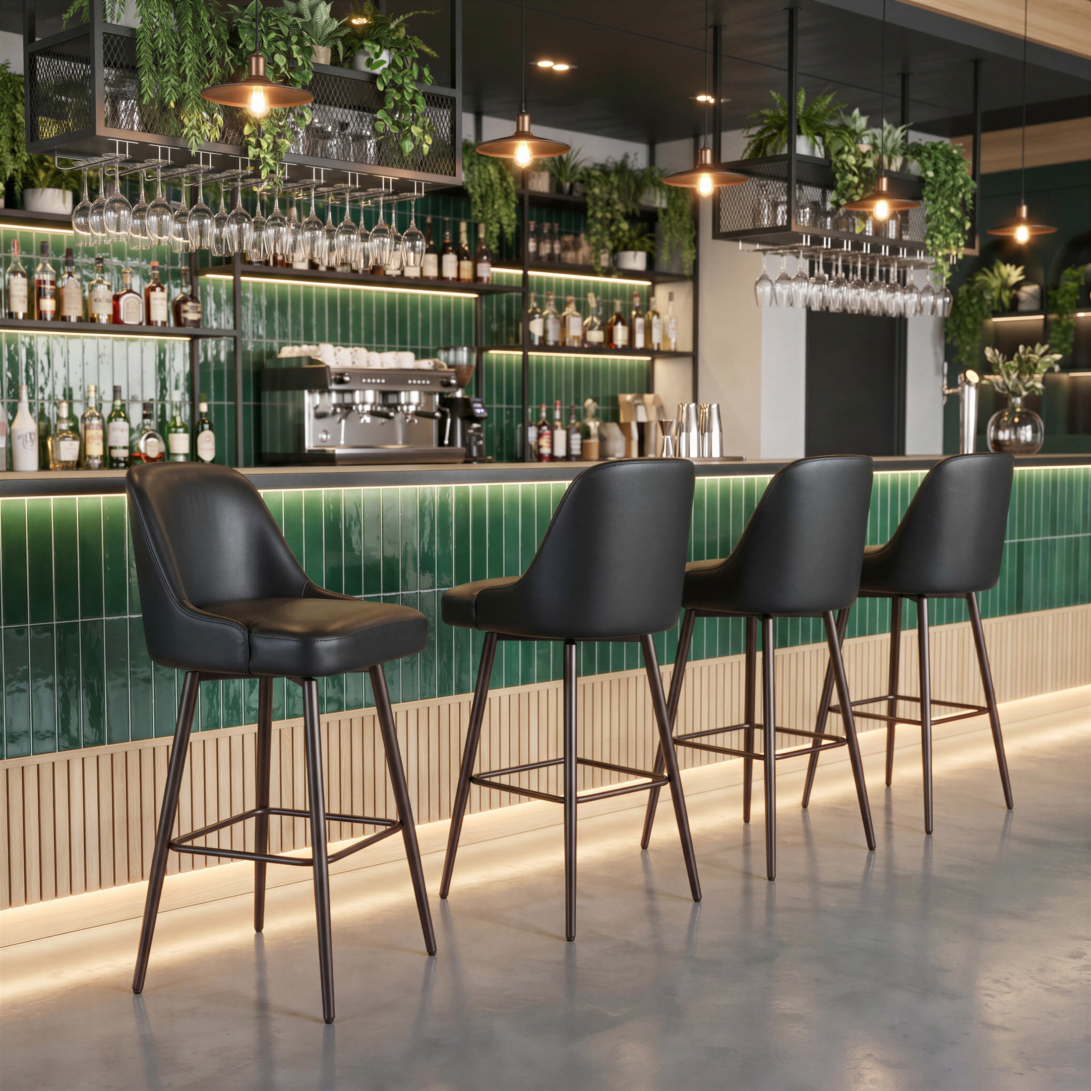 Keppel Swivel Barstool Black & Bronze