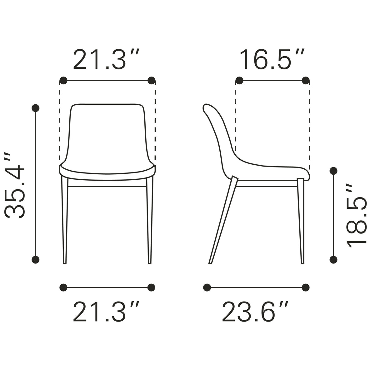 Magnus Dining Chair (Set of 2) Black & Walnut