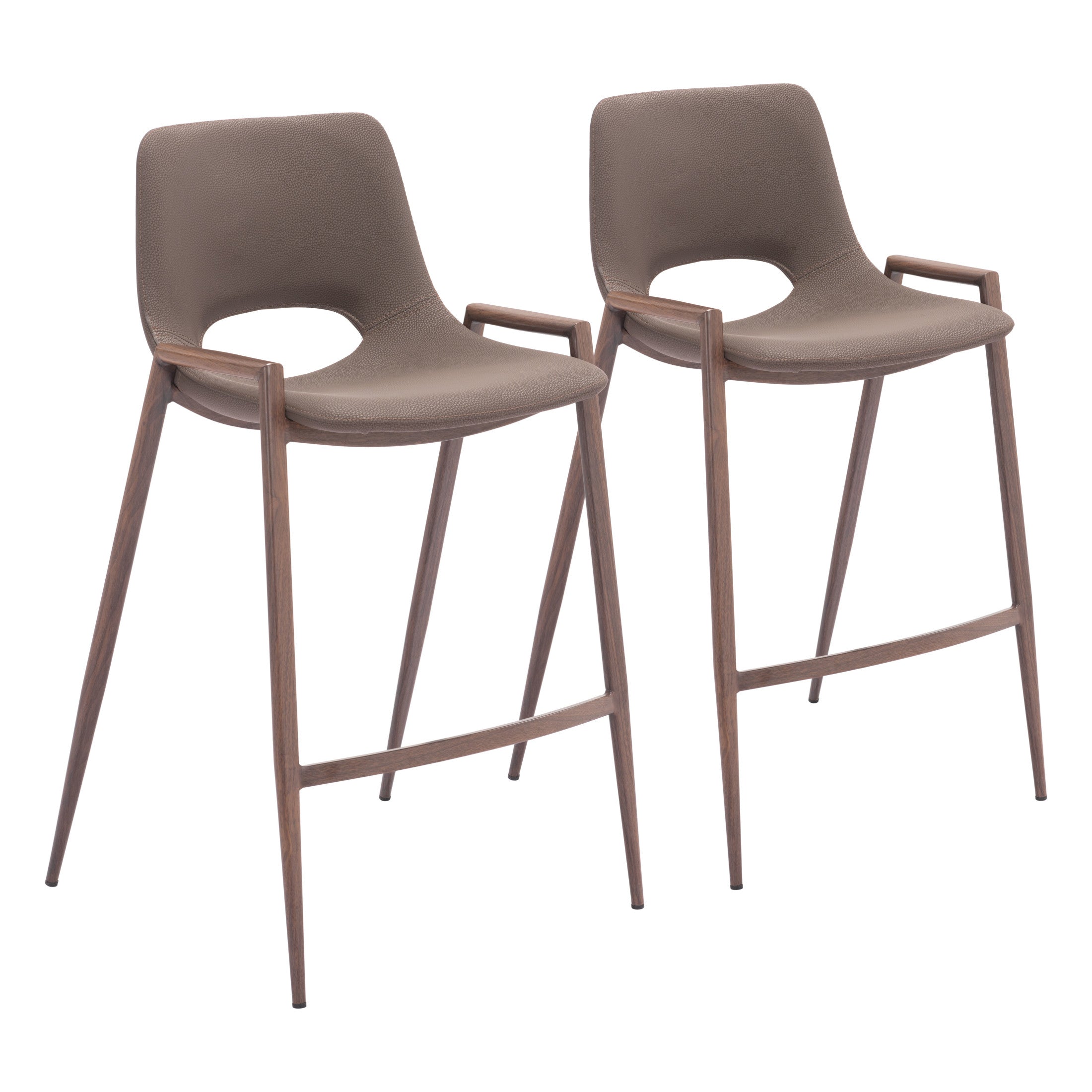 Desi Counter Stool (Set of 2) Brown & Walnut