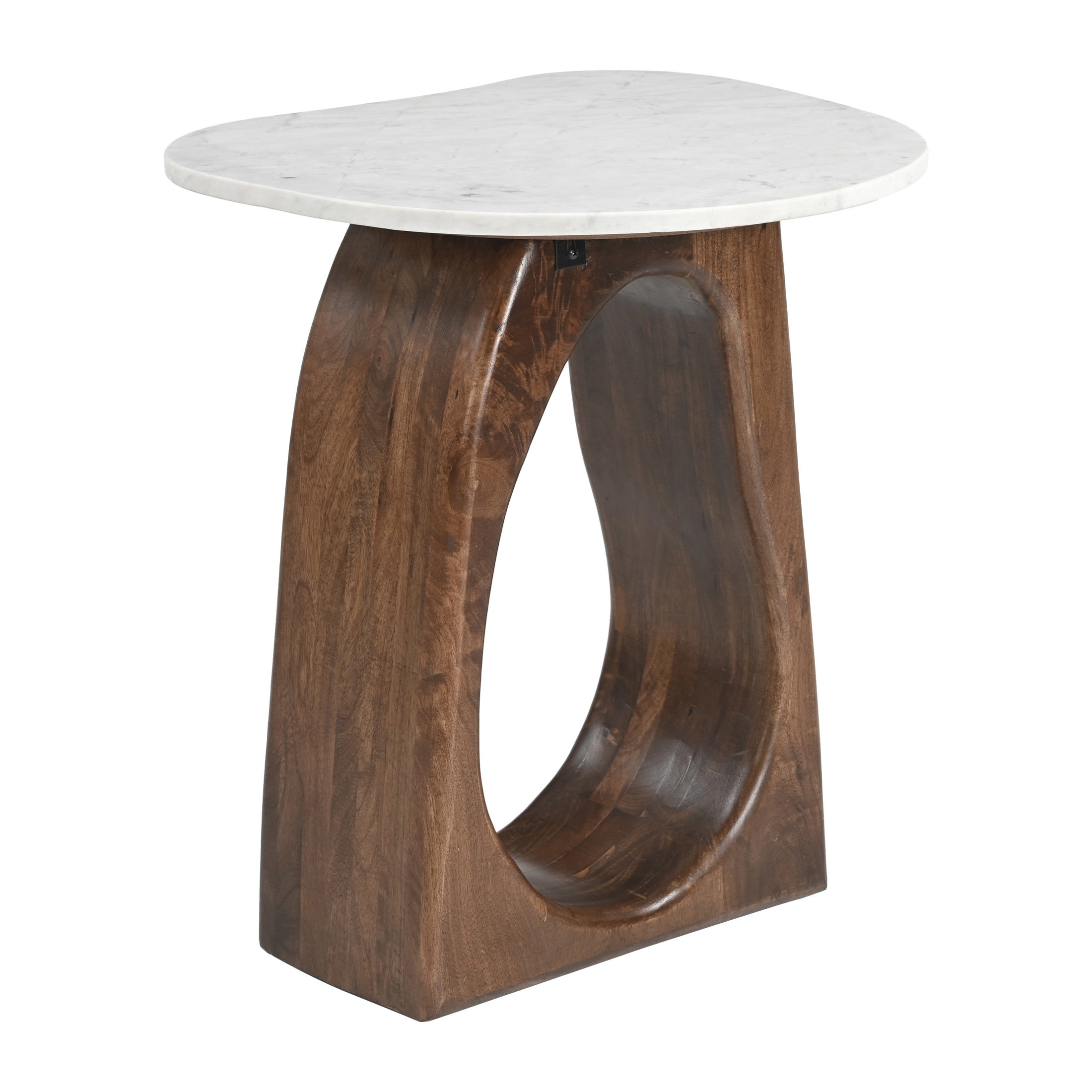 Vara Side Table White & Walnut