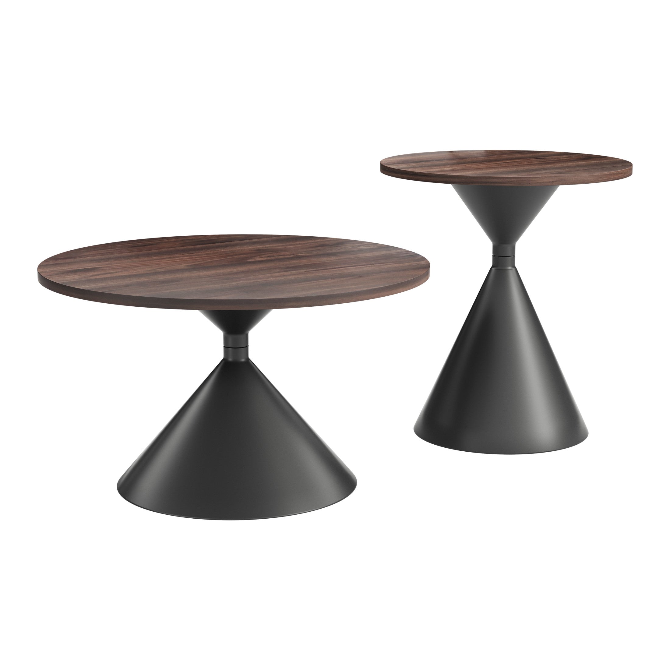 Rosk Coffee Table Set (2-Piece) Walnut & Black