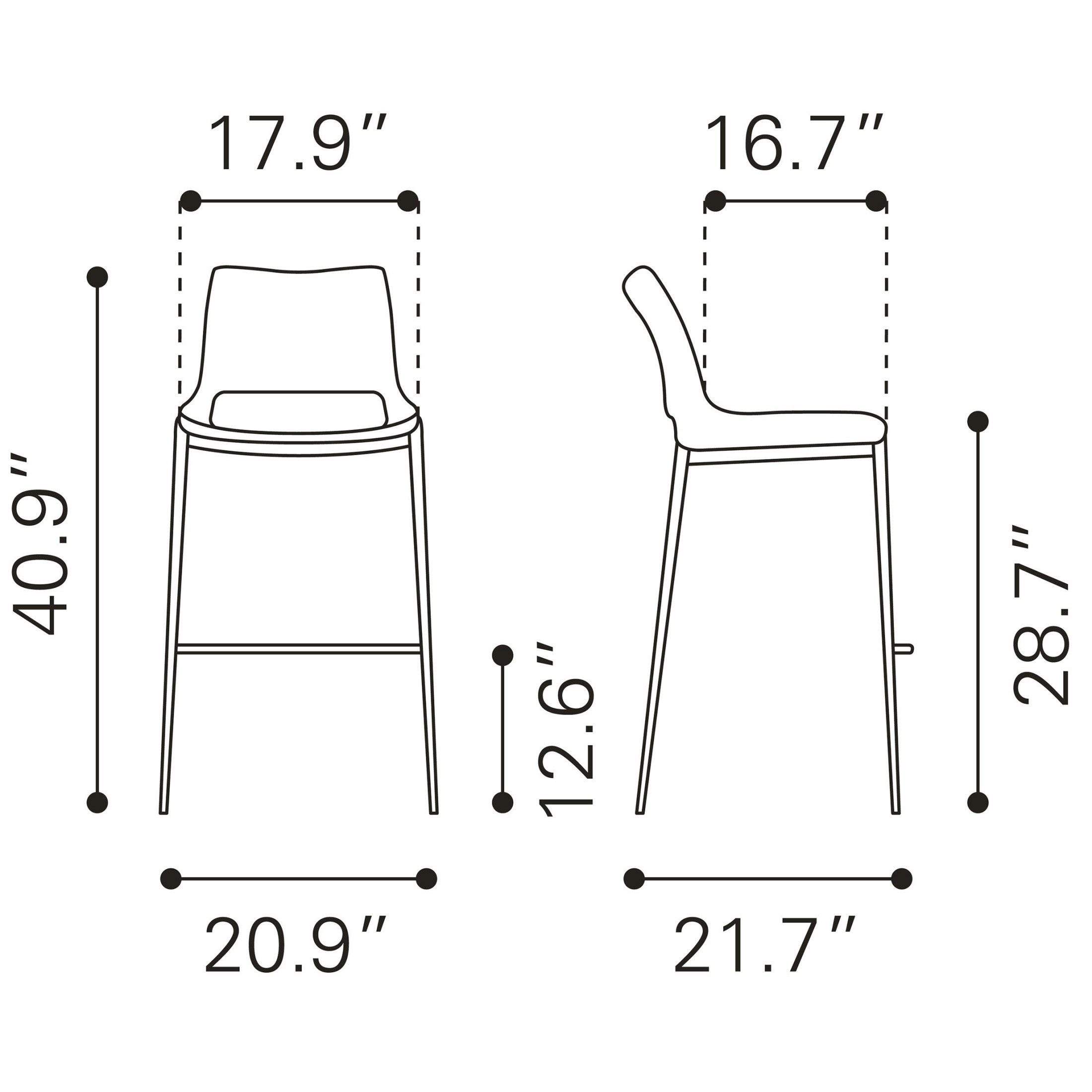 Ace Barstool (Set of 2) Black & Silver