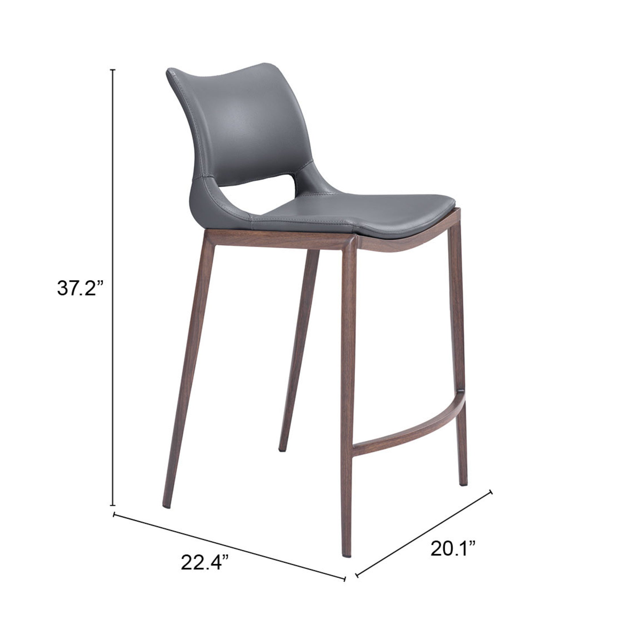 Ace Counter Stool (Set of 2) Dark Gray & Walnut
