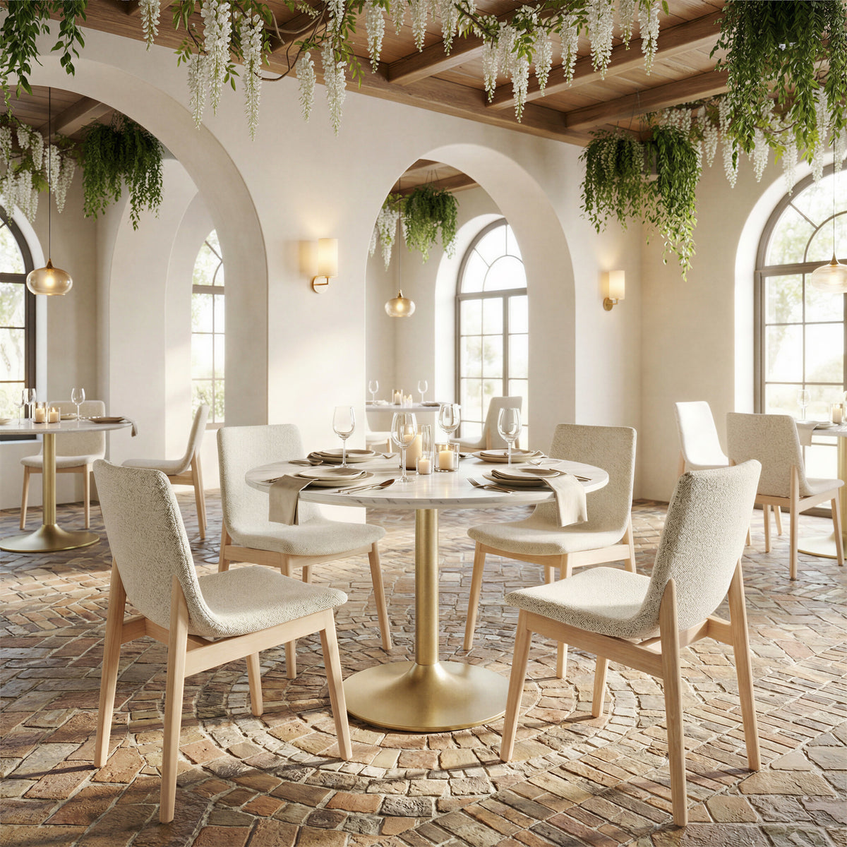 Ithaca Dining Table White & Gold
