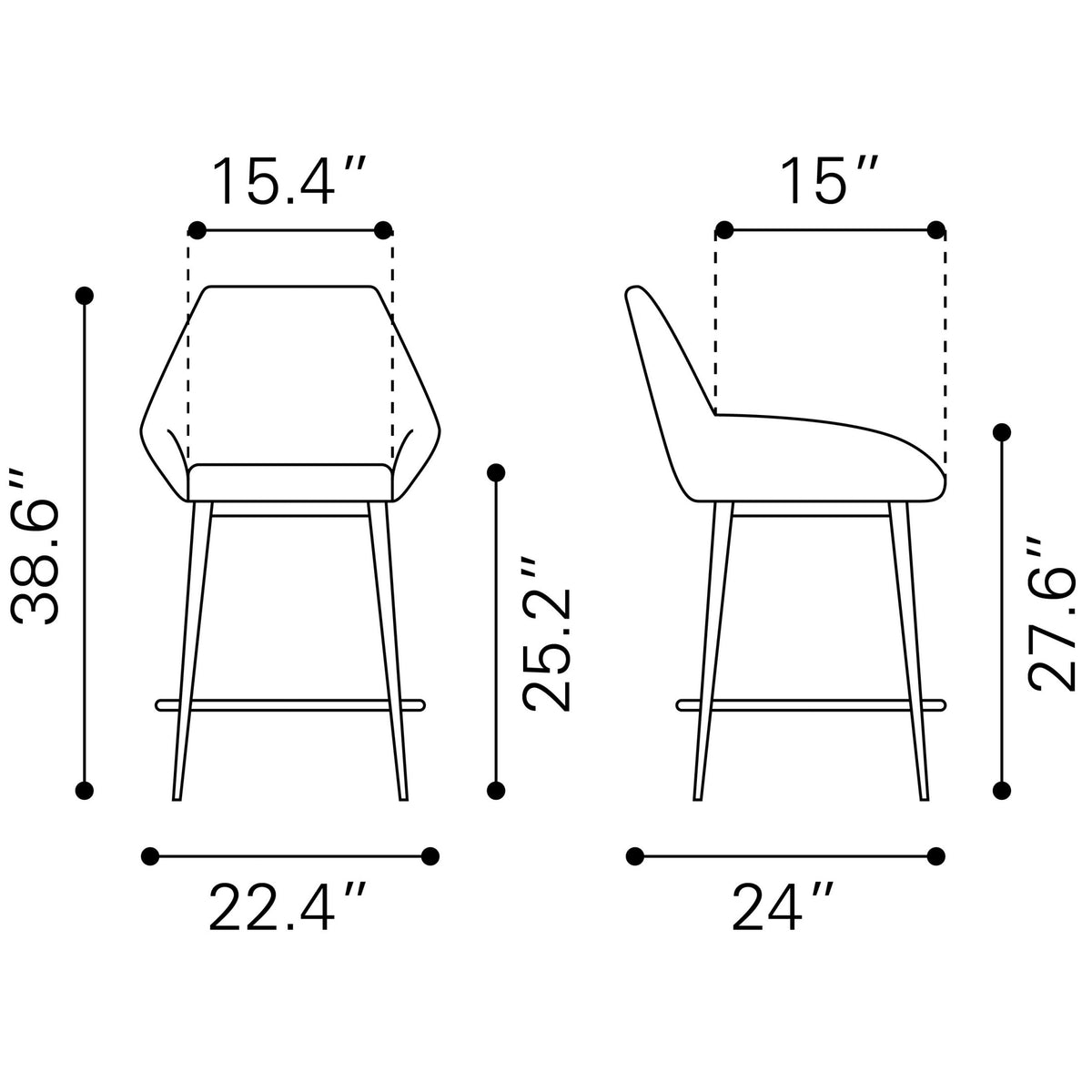 Vila Counter Stool (Set of 2) Brown