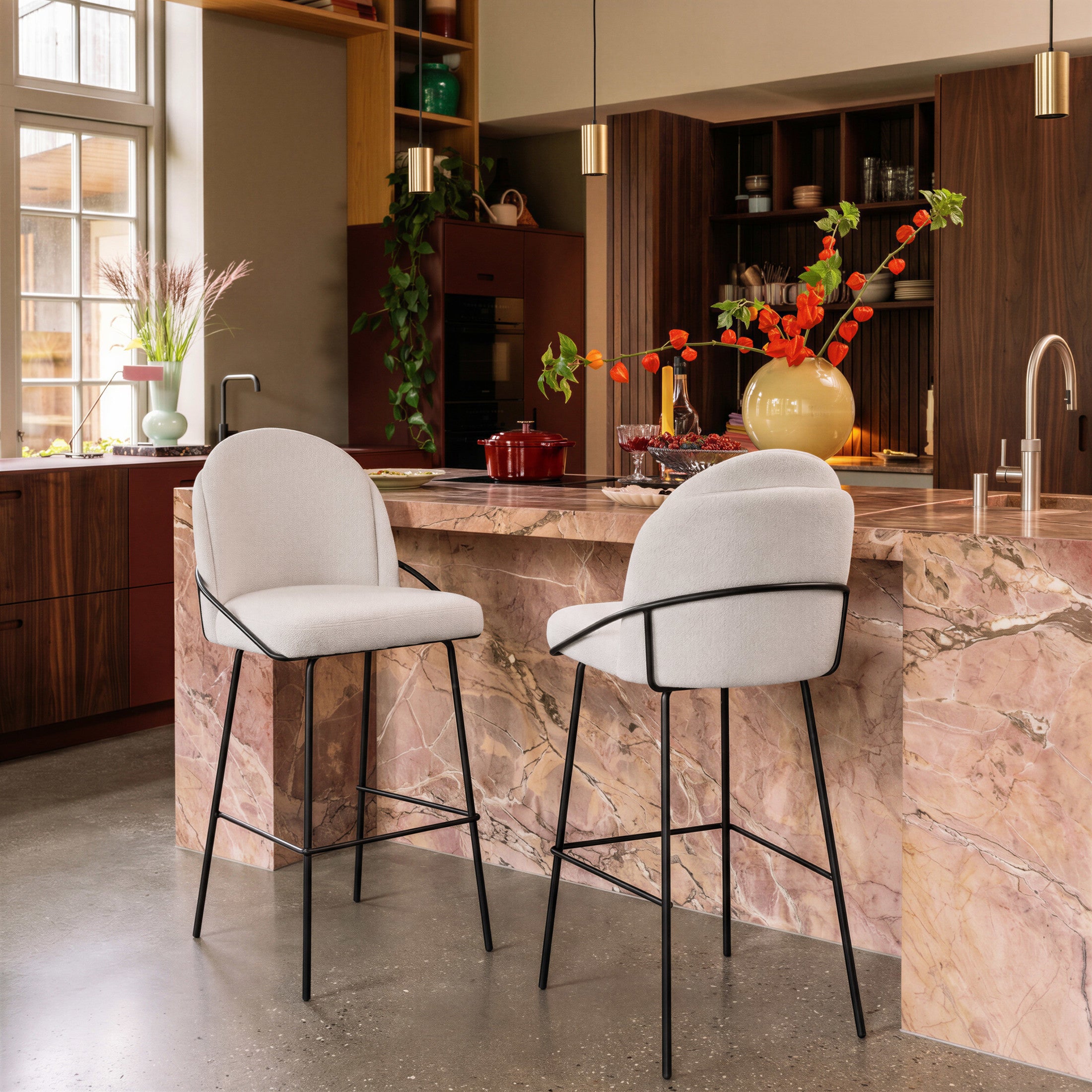 Jambi Barstool (Set of 2) Ivory