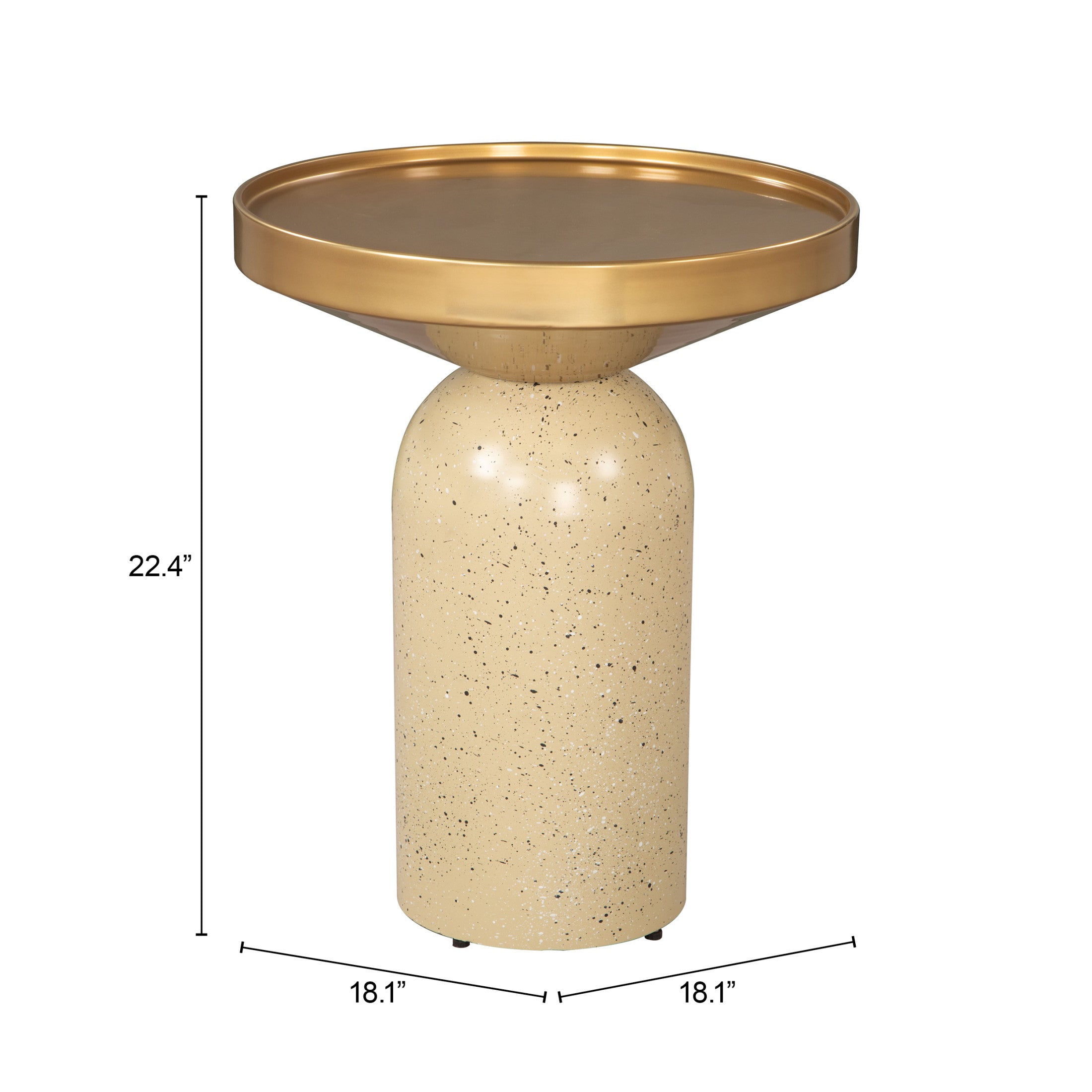 Cendre Side Table Gold & Beige