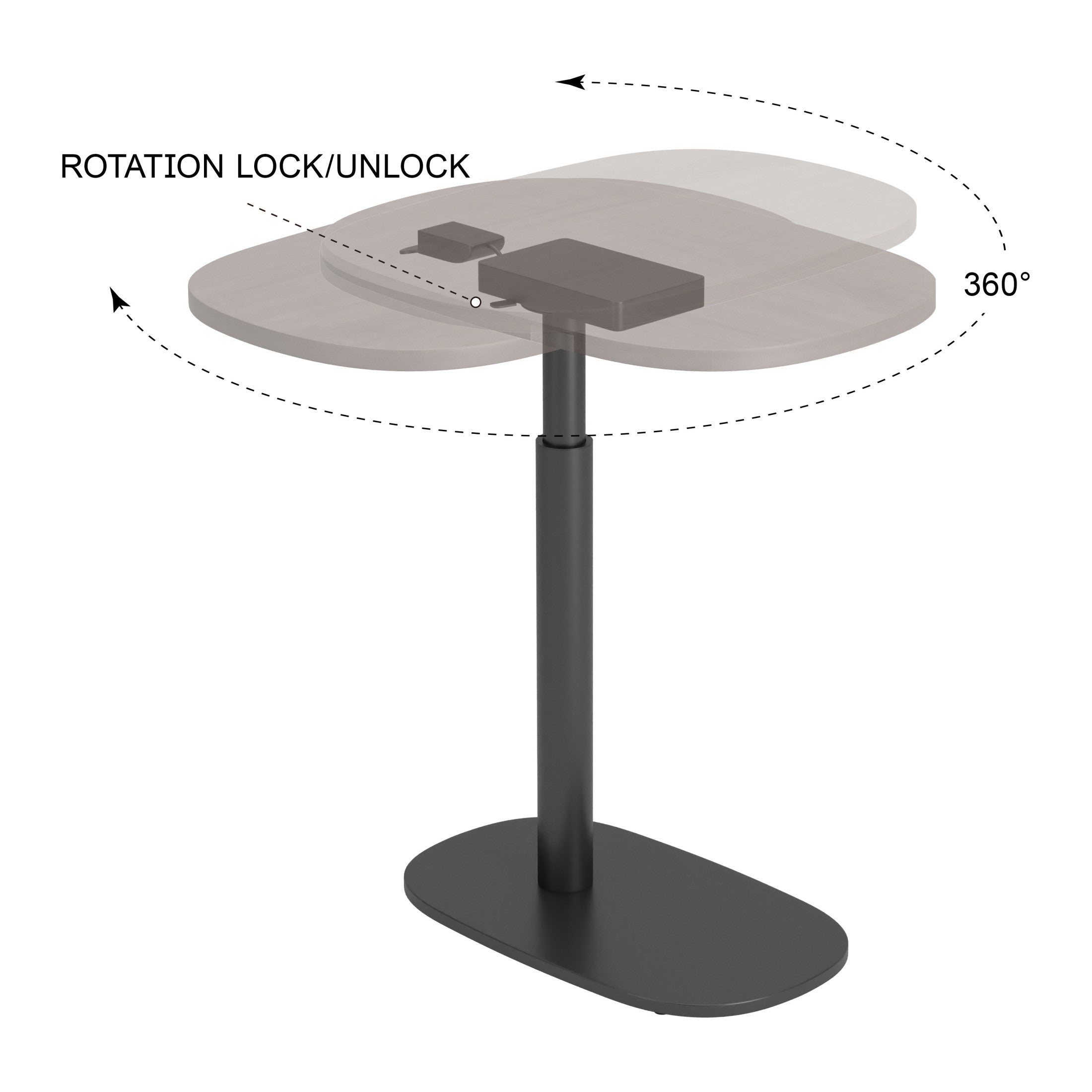 Buddy Adjustable Rotating Side Table Gray