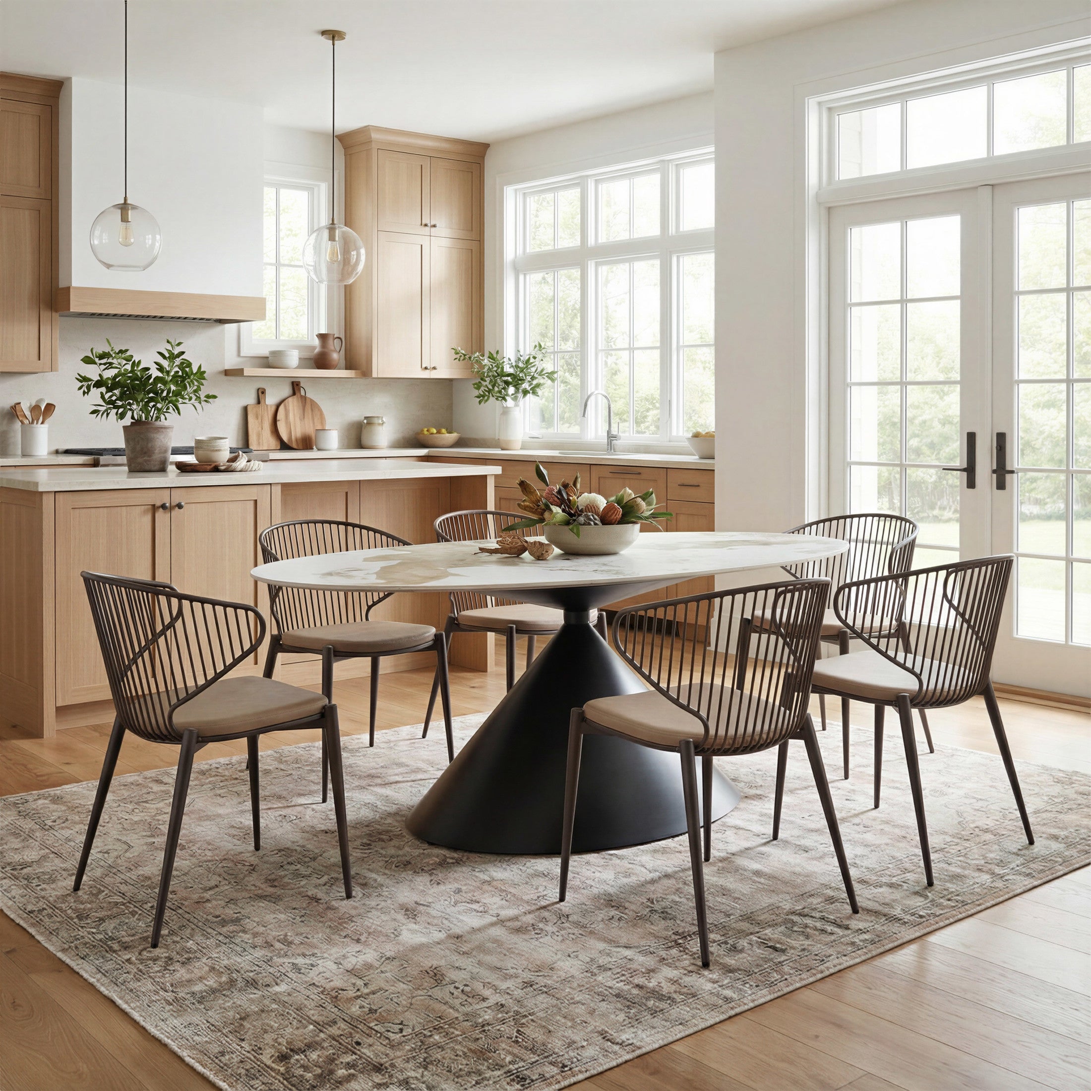 Armana Dining Table White & Brown