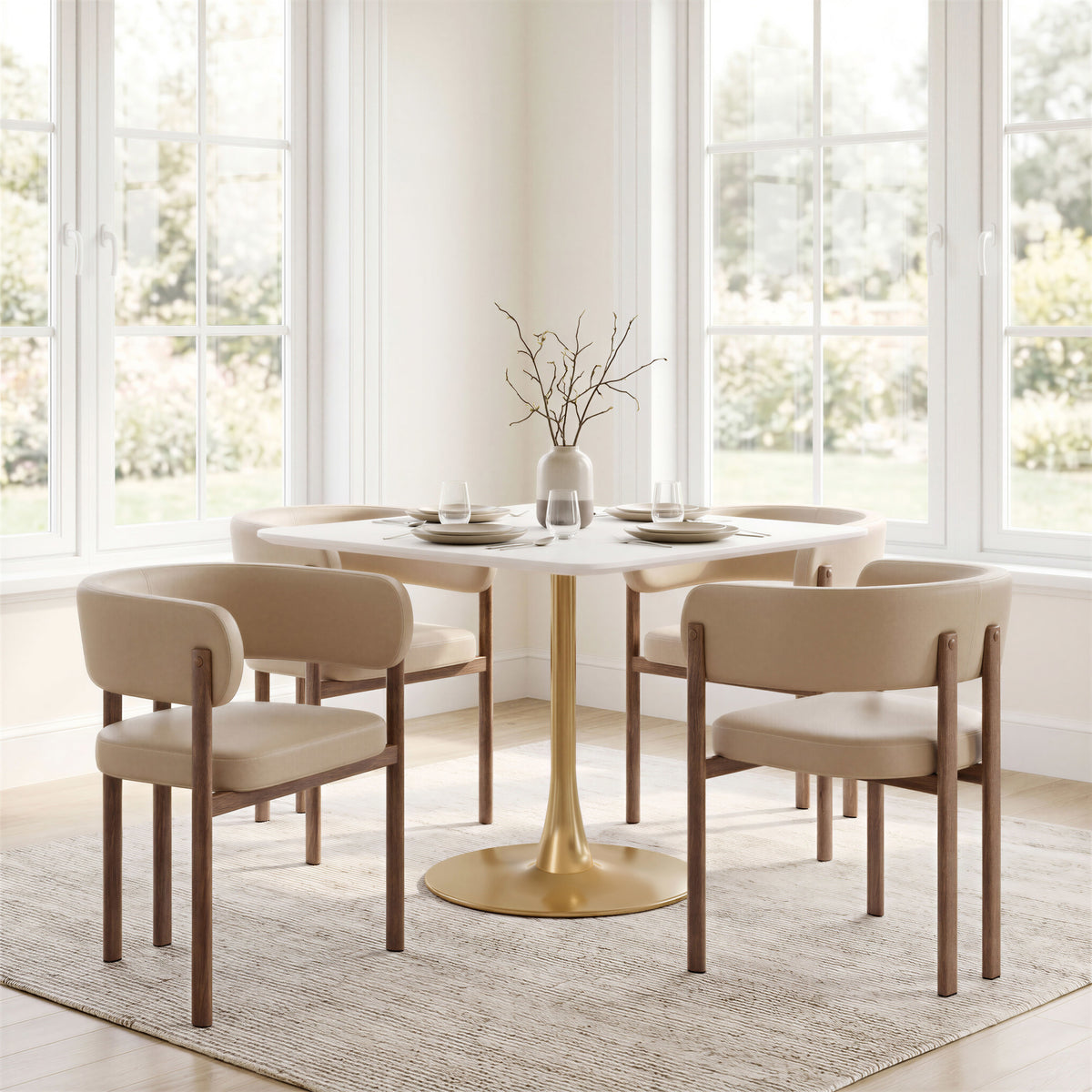 Epas Dining Table White & Gold