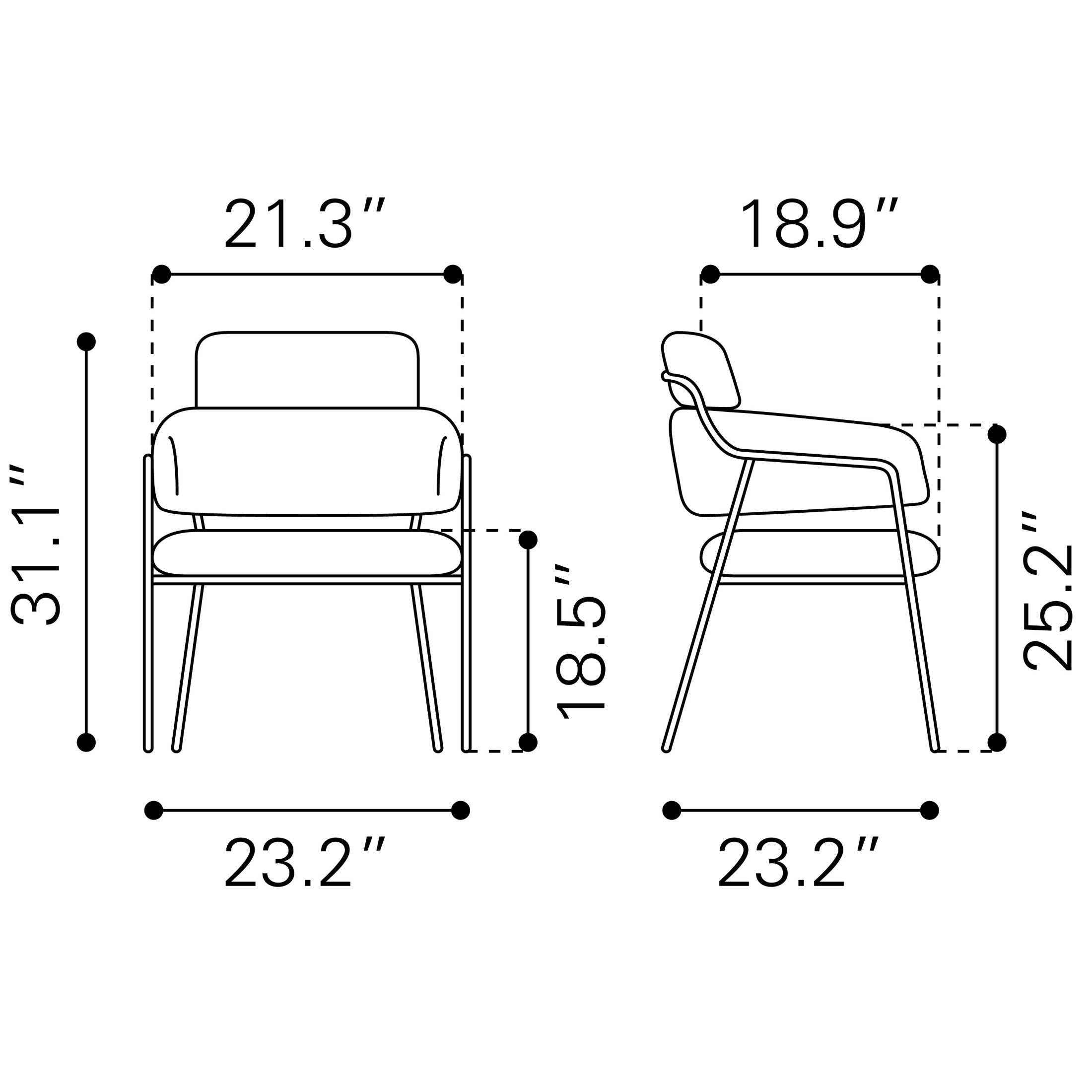 Marcel Dining Chair (Set of 2) Brown