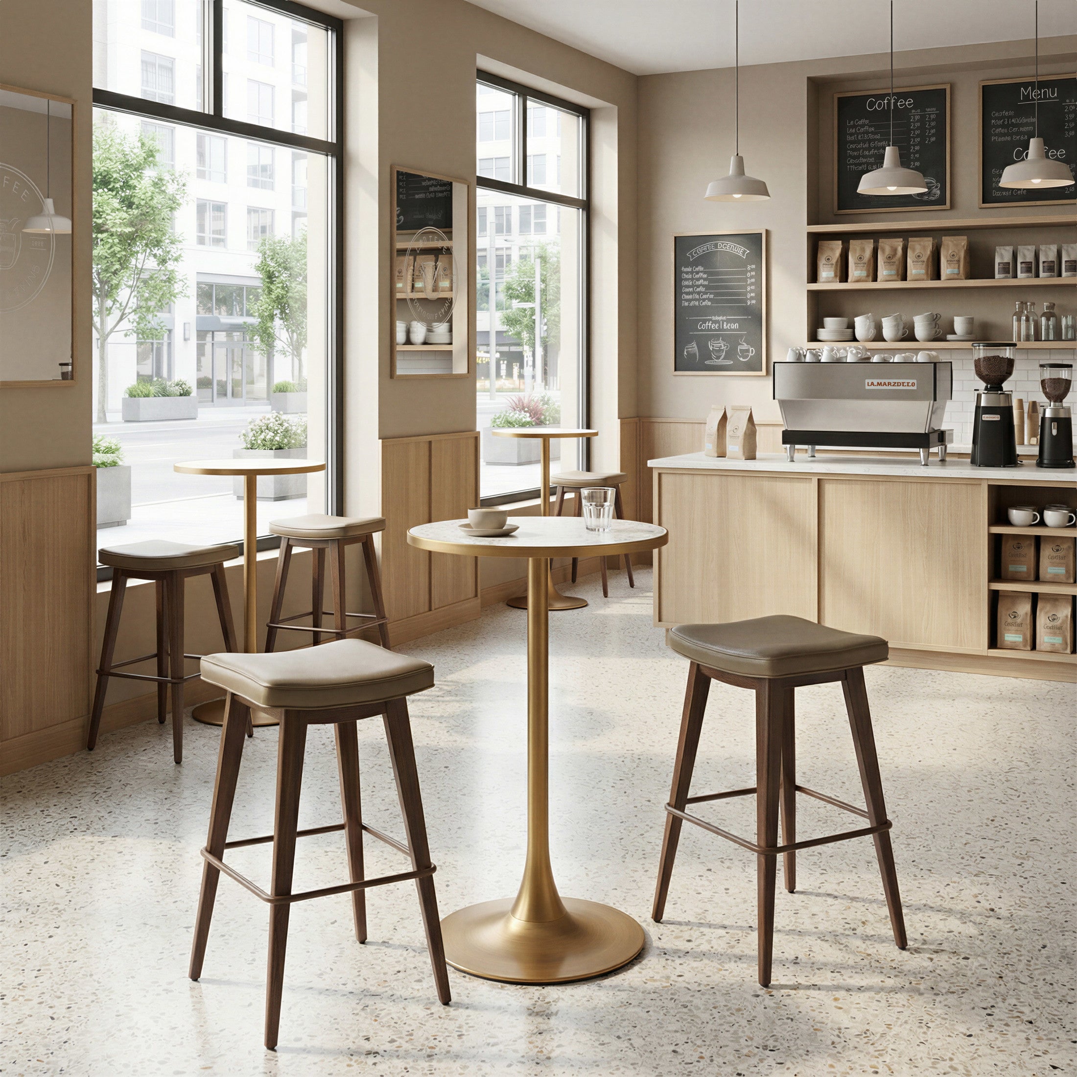 Divat Barstool (Set of 2) Taupe & Walnut