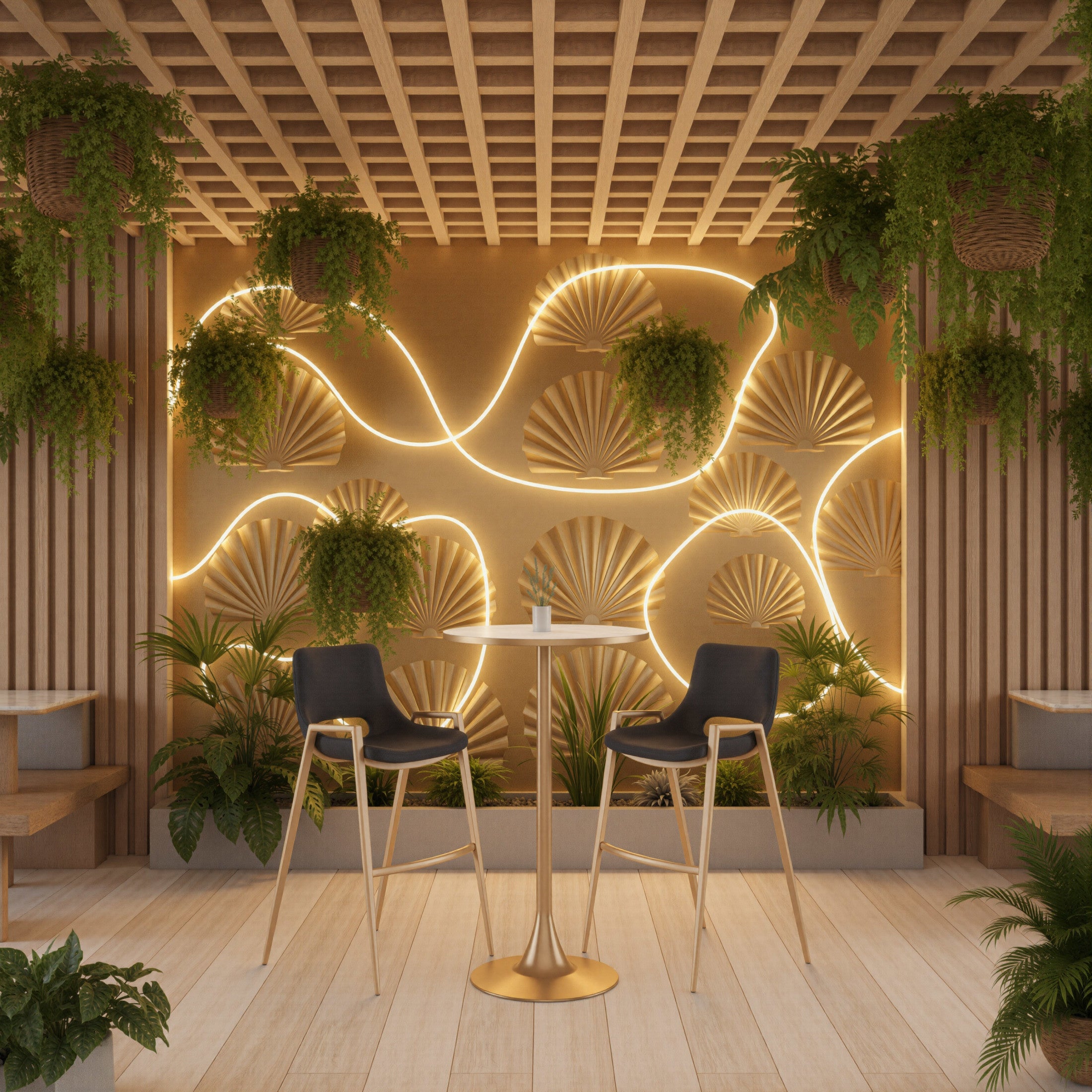 Desi Barstool (Set of 2) Black & Gold