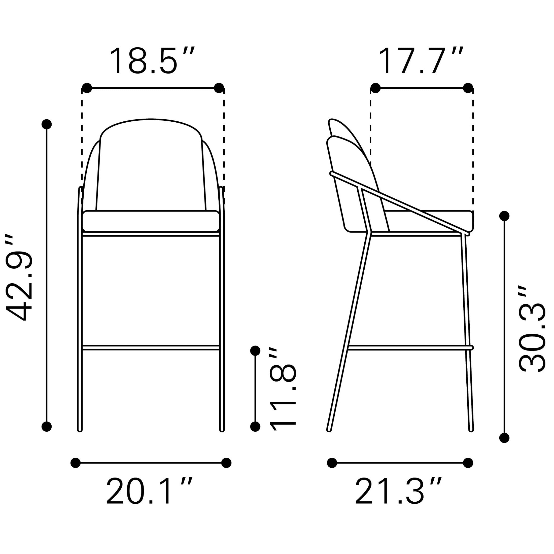 Jambi Barstool (Set of 2) Black & White