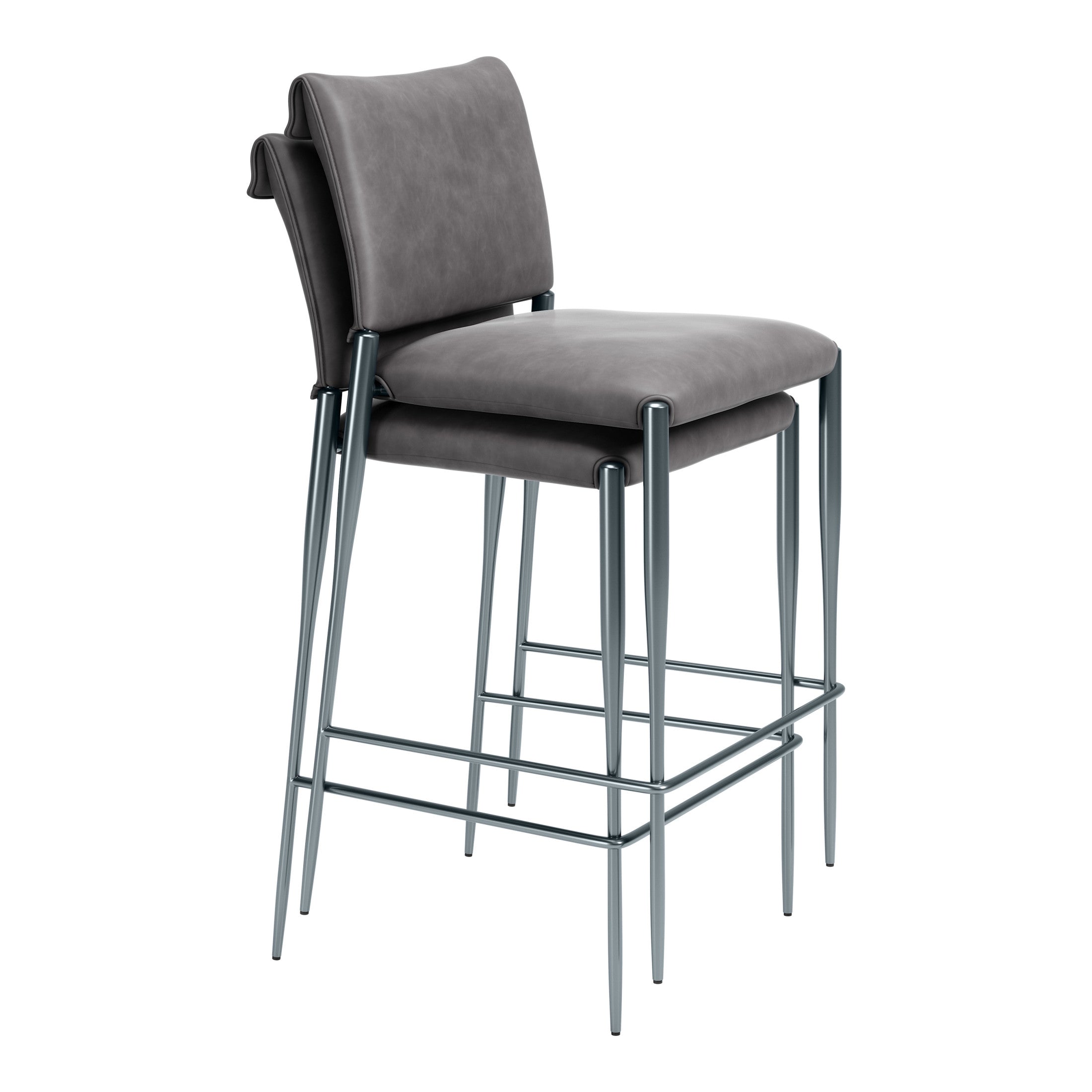 Freesia Barstool (Set of 2) Charcoal Gray