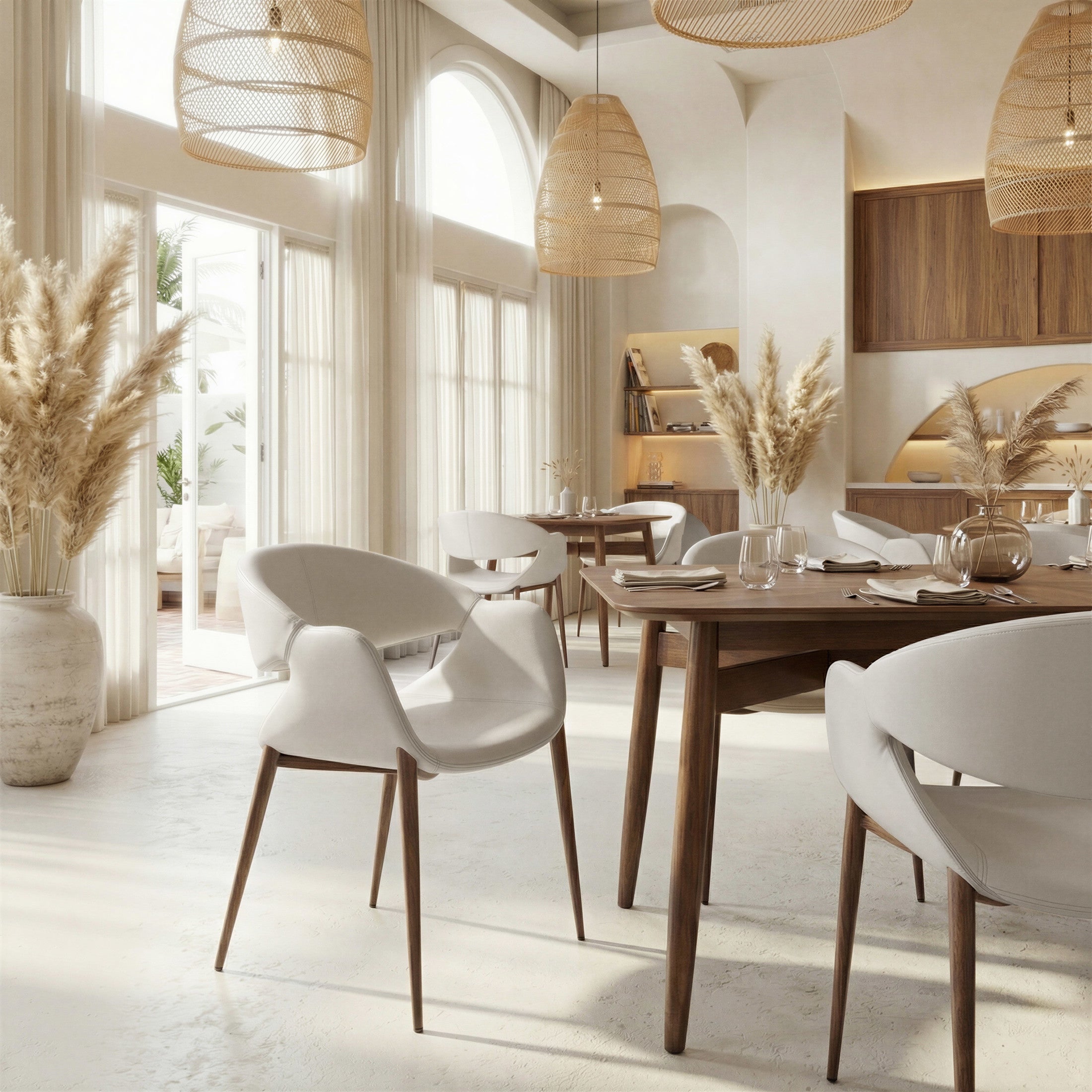 Limay Dining Chair (Set of 2) Beige & Walnut