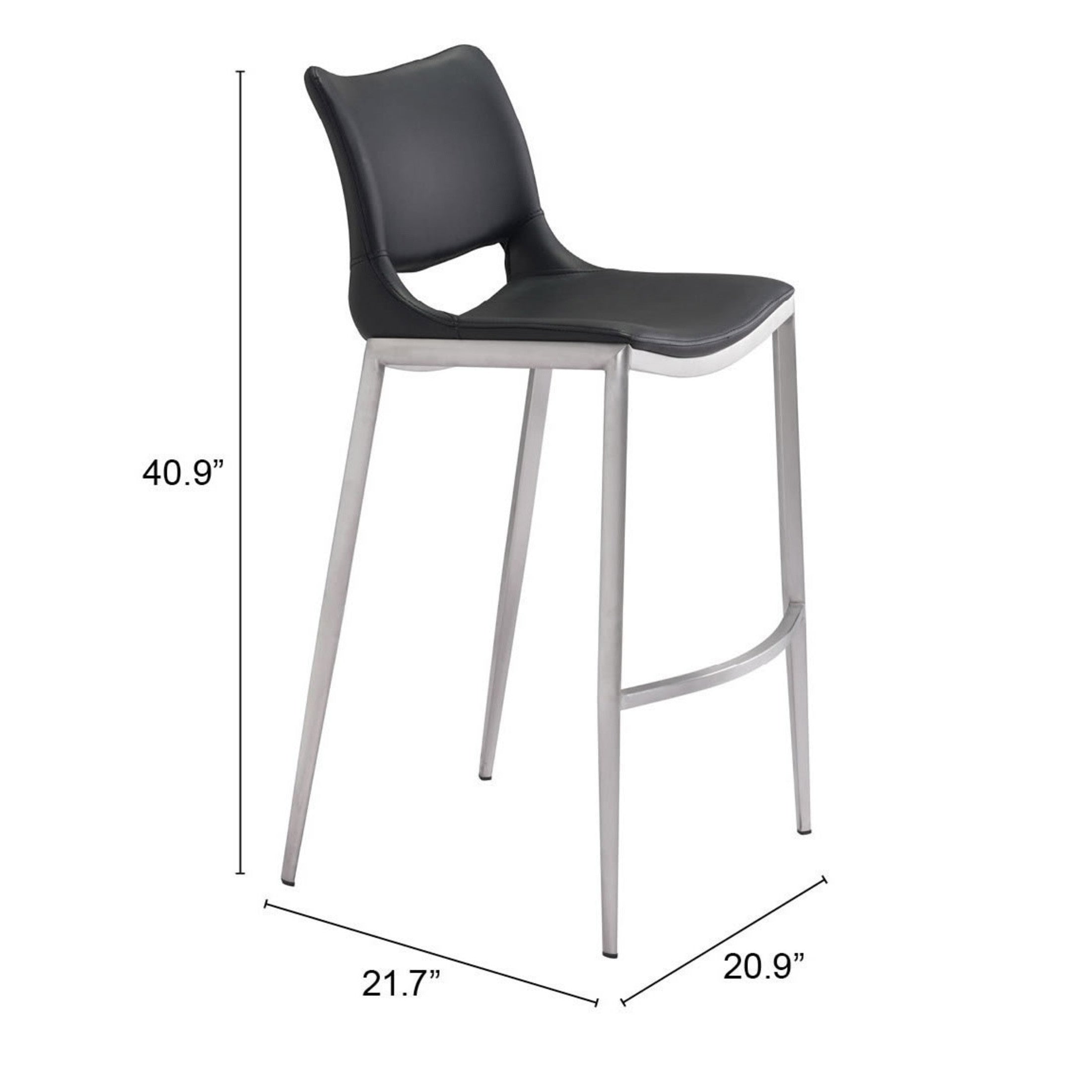 Ace Barstool (Set of 2) Black & Silver
