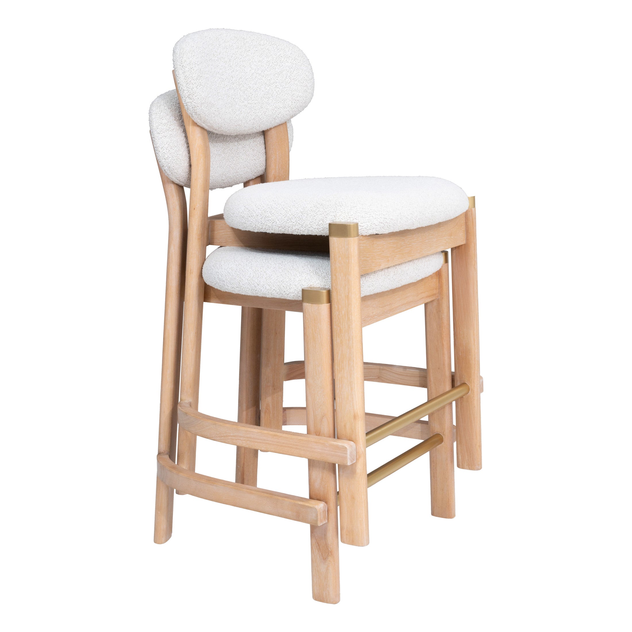 Rilou Counter Stool (Set of 2) White & Natural