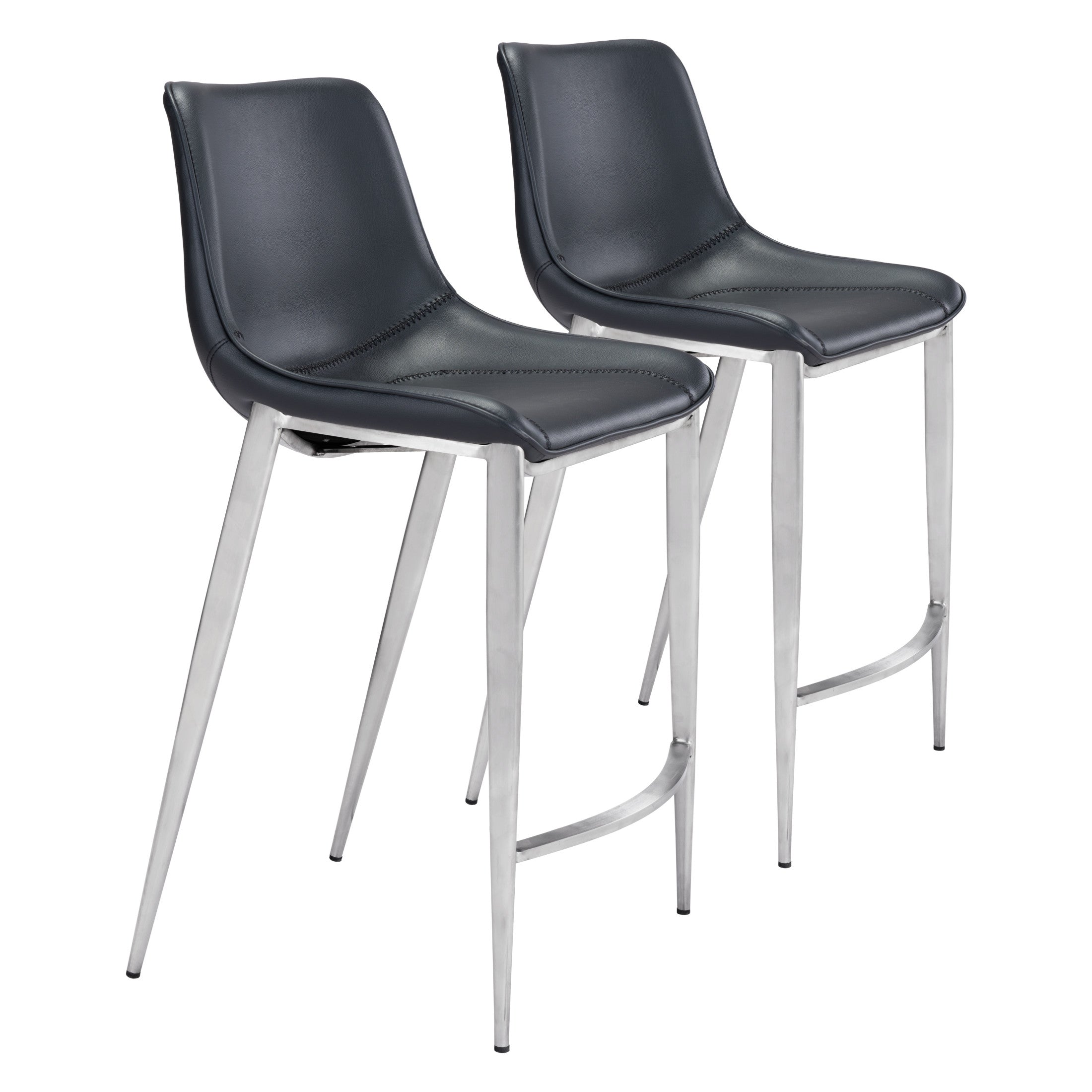 Magnus Counter Stool (Set of 2) Black & Silver