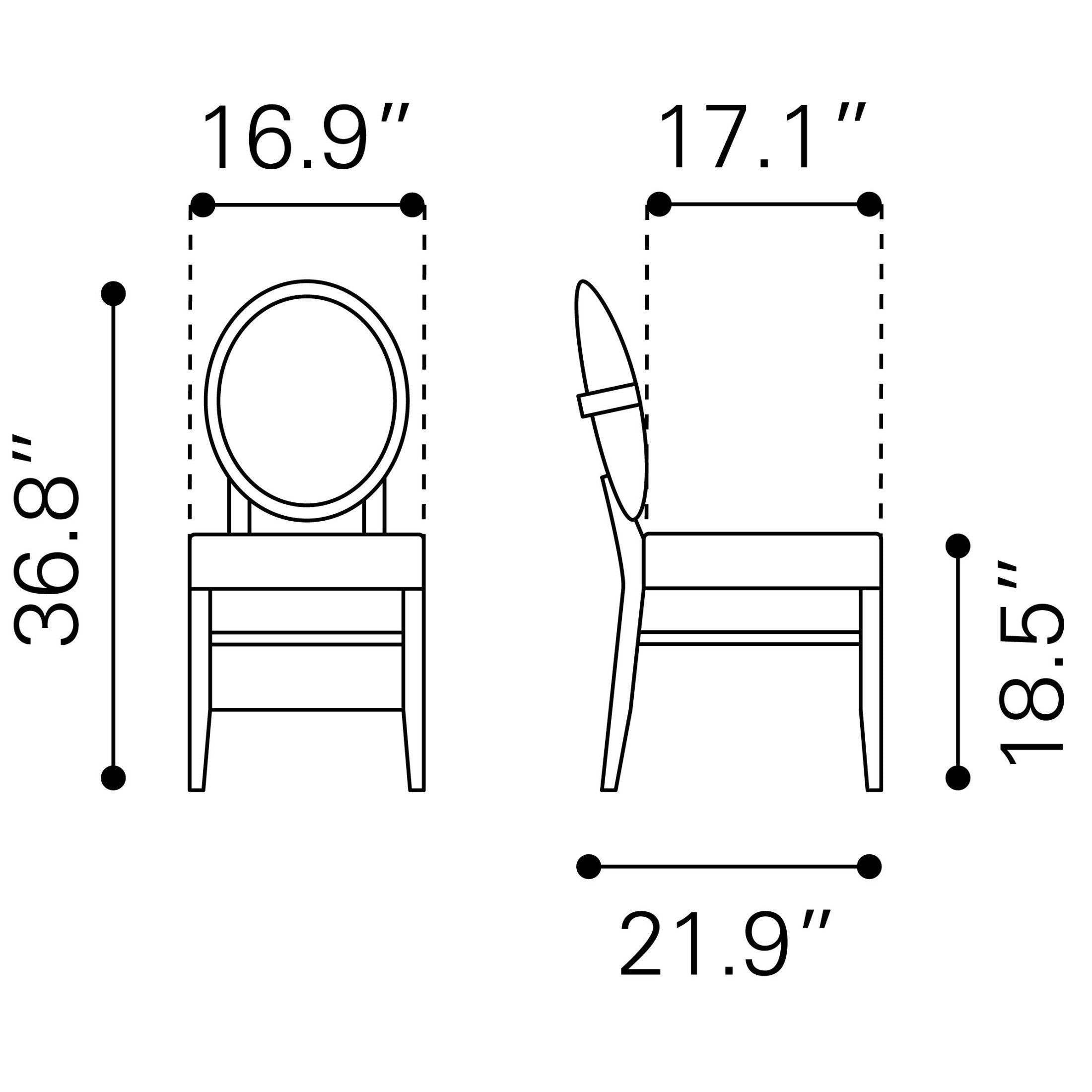 Regents Dining Chair (Set of 2) Walnut & Light Gray