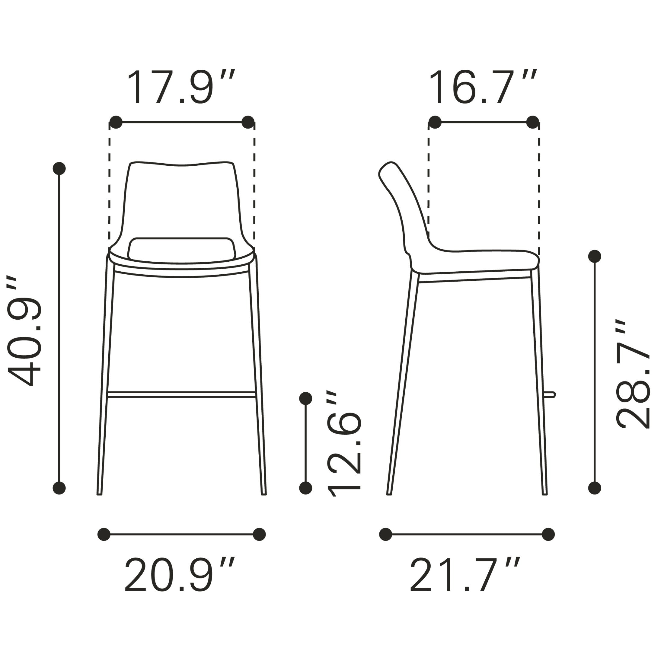 Ace Barstool (Set of 2) Dark Gray & Walnut