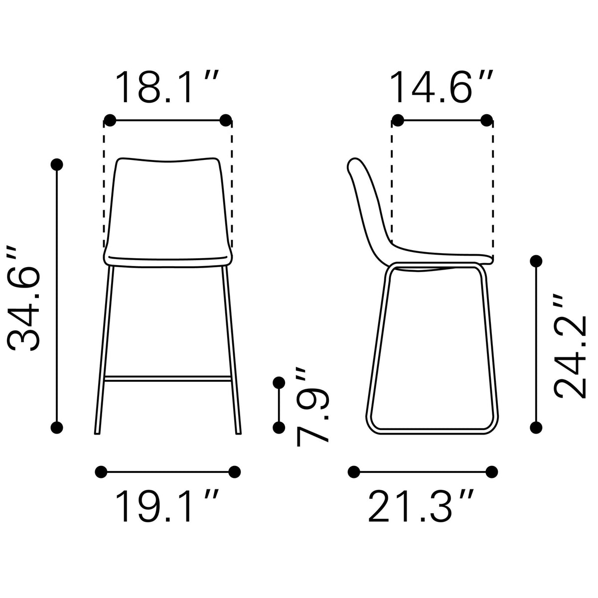 Smart Counter Stool (Set of 2) Vintage Espresso