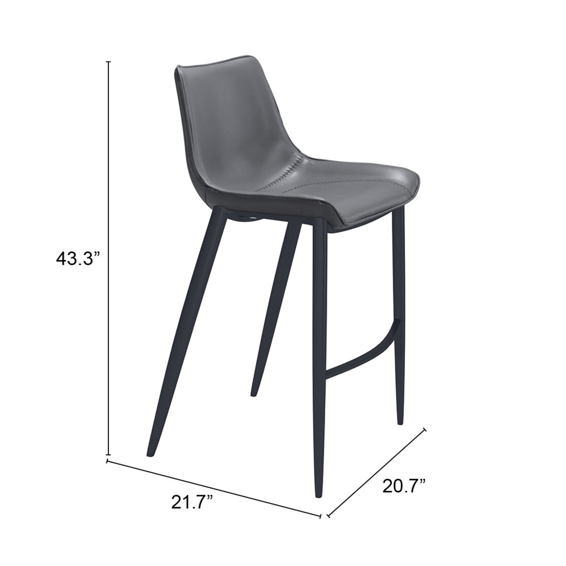 Magnus Barstool (Set of 2) Dark Gray & Black