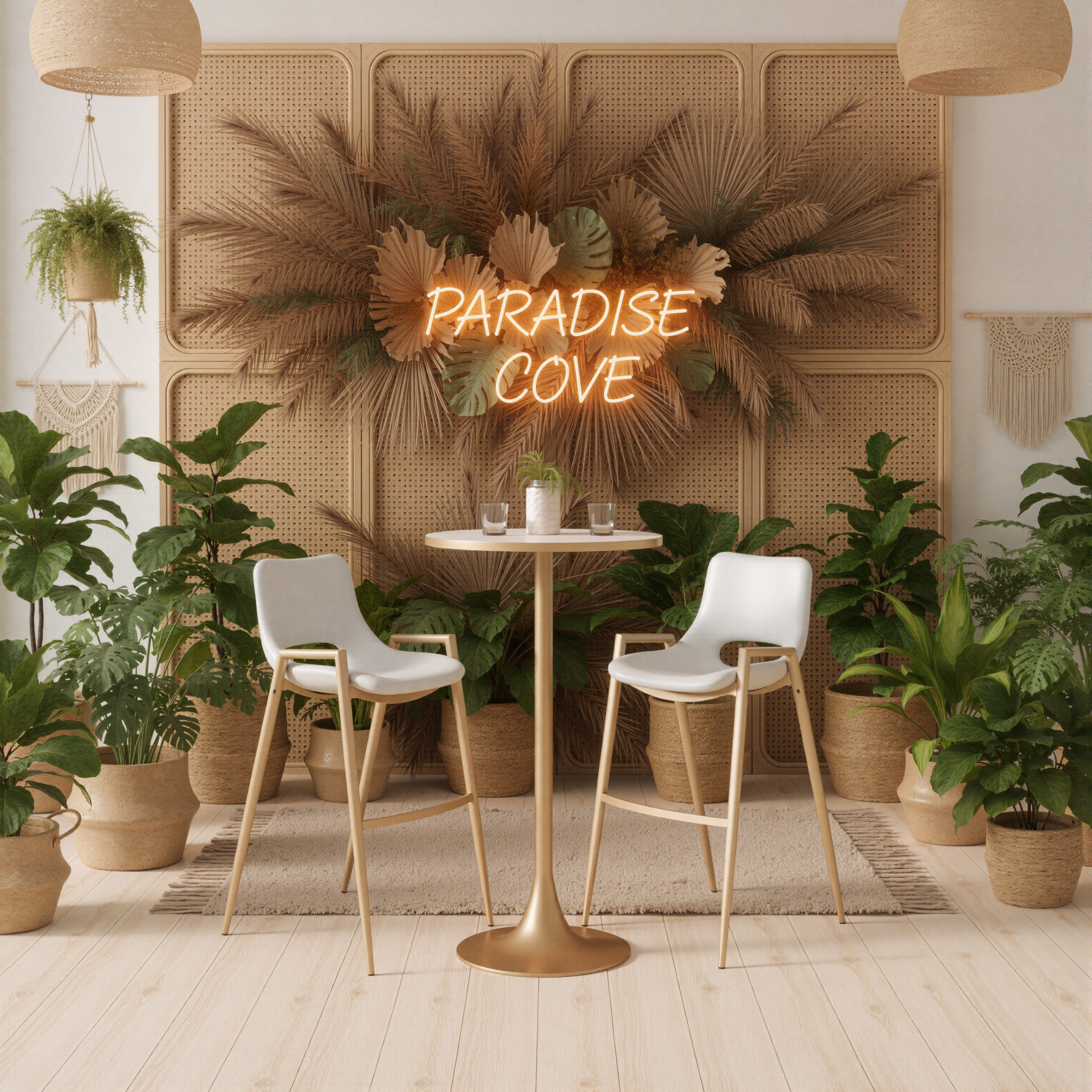 Desi Barstool (Set of 2) White & Gold