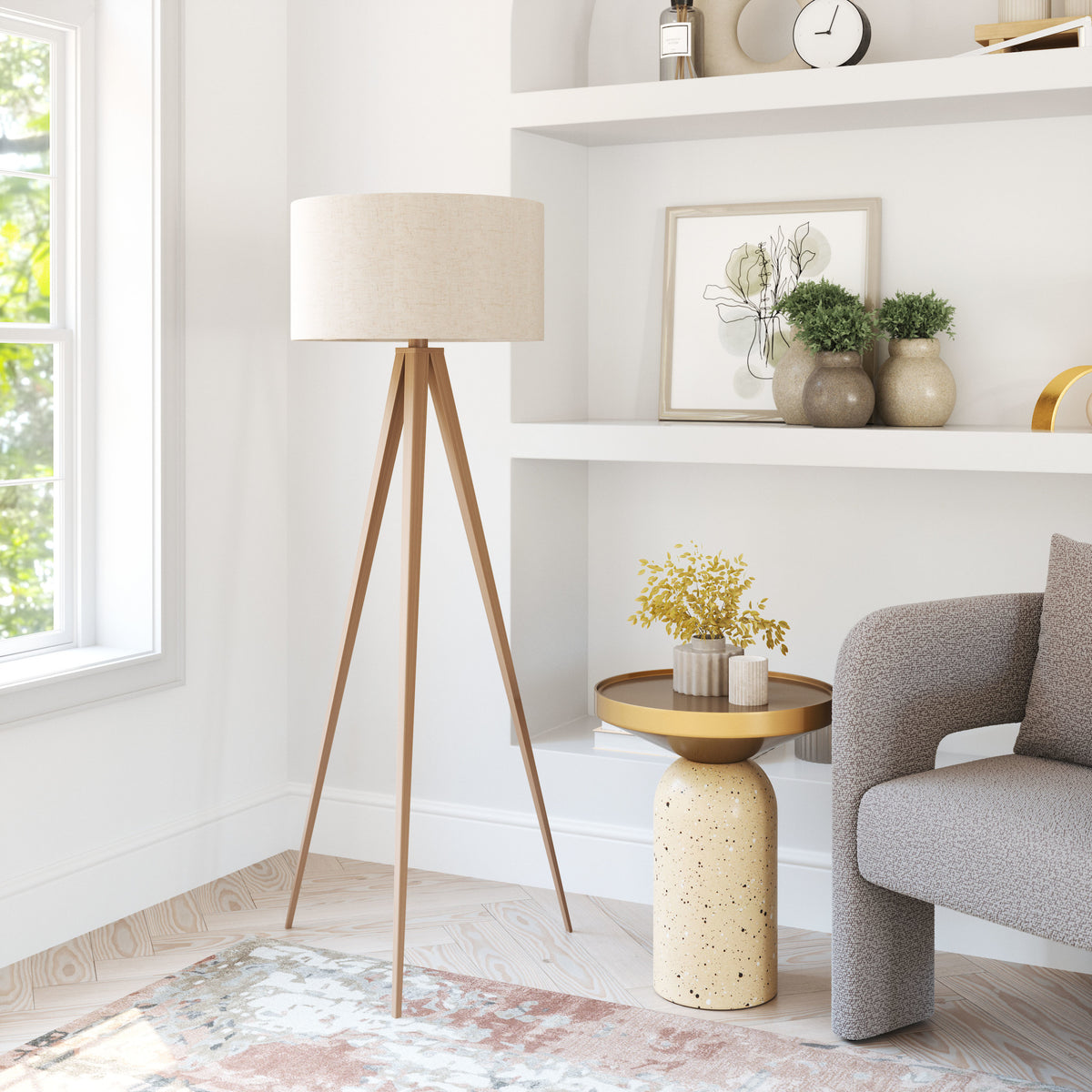 Imperial Floor Lamp Beige & Natural