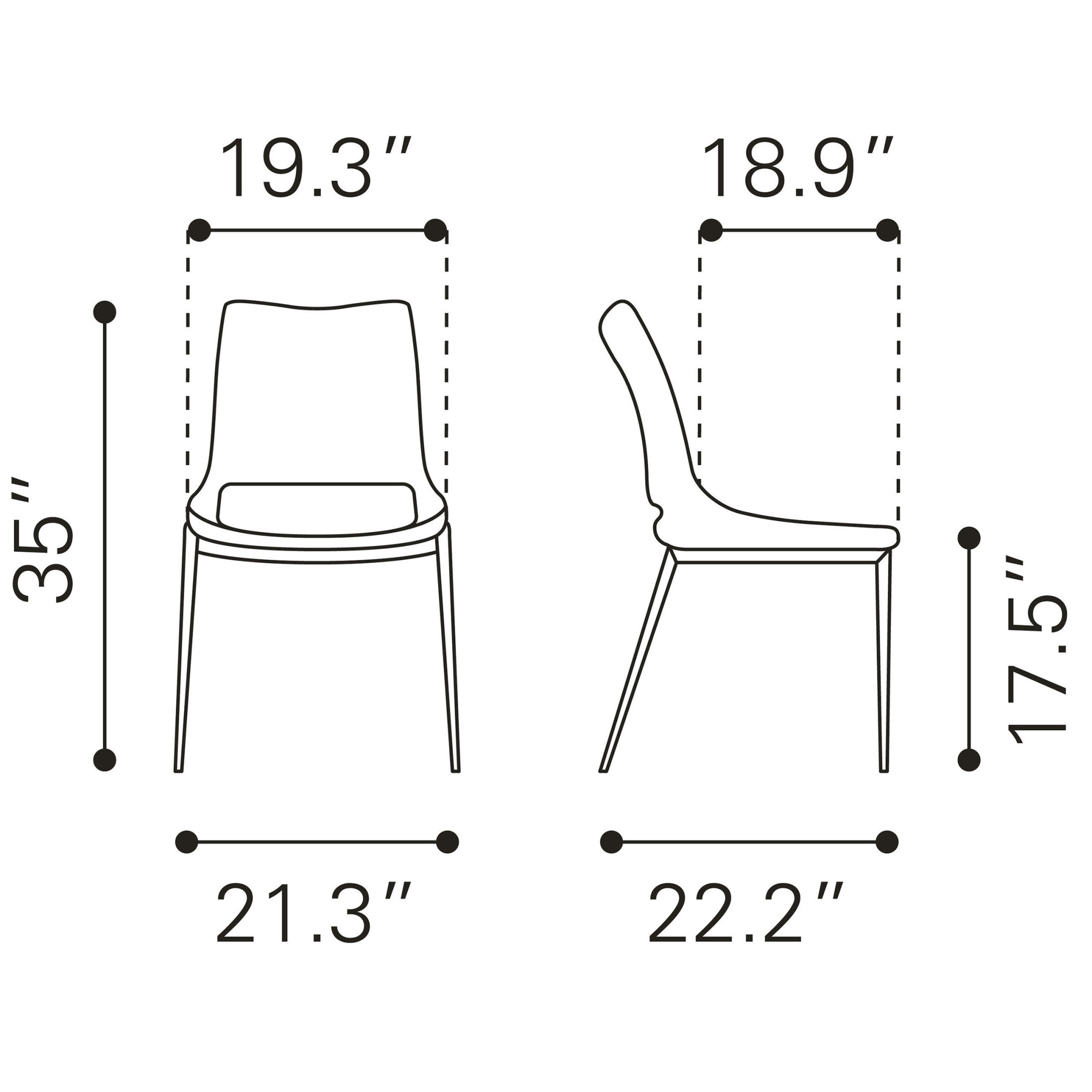 Ace Dining Chair (Set of 2) White & Silver