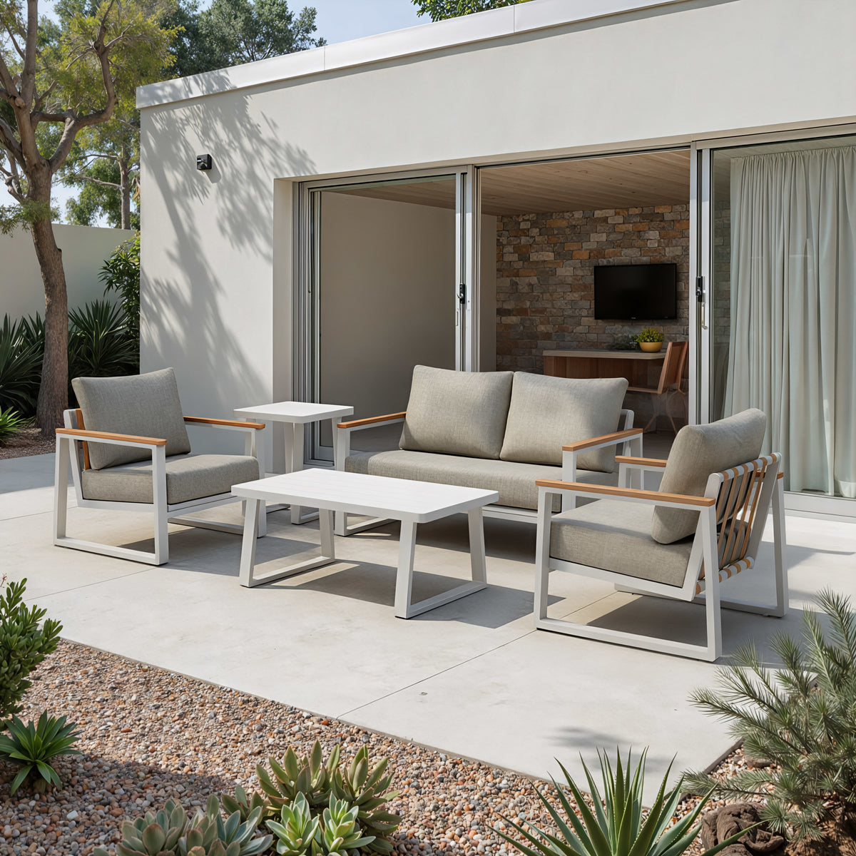 Welt Armchair Taupe & White