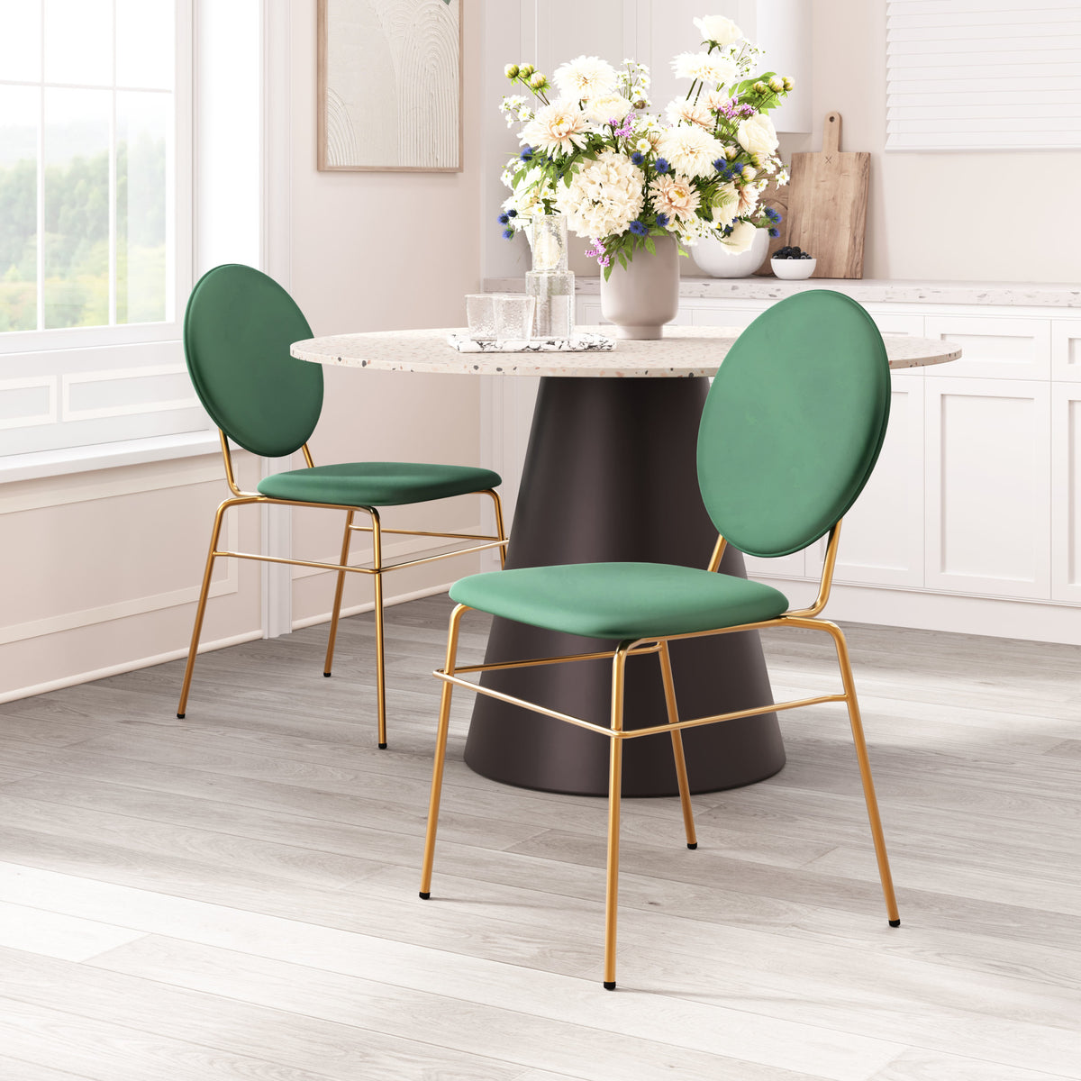 Odessa Dining Chair (Set of 2) Green & Gold