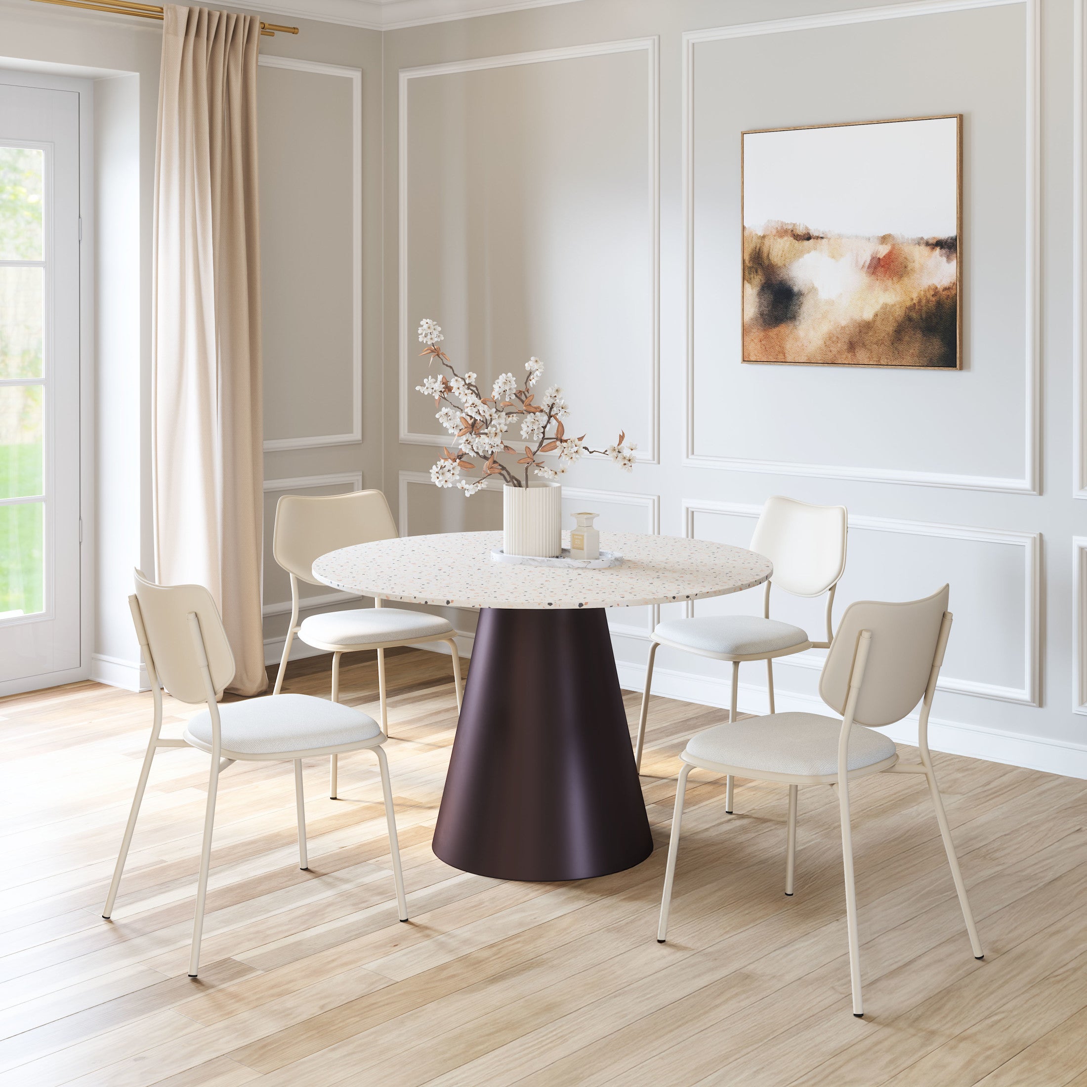 Zeal Dining Chair (Set of 4) Light Gray & Beige