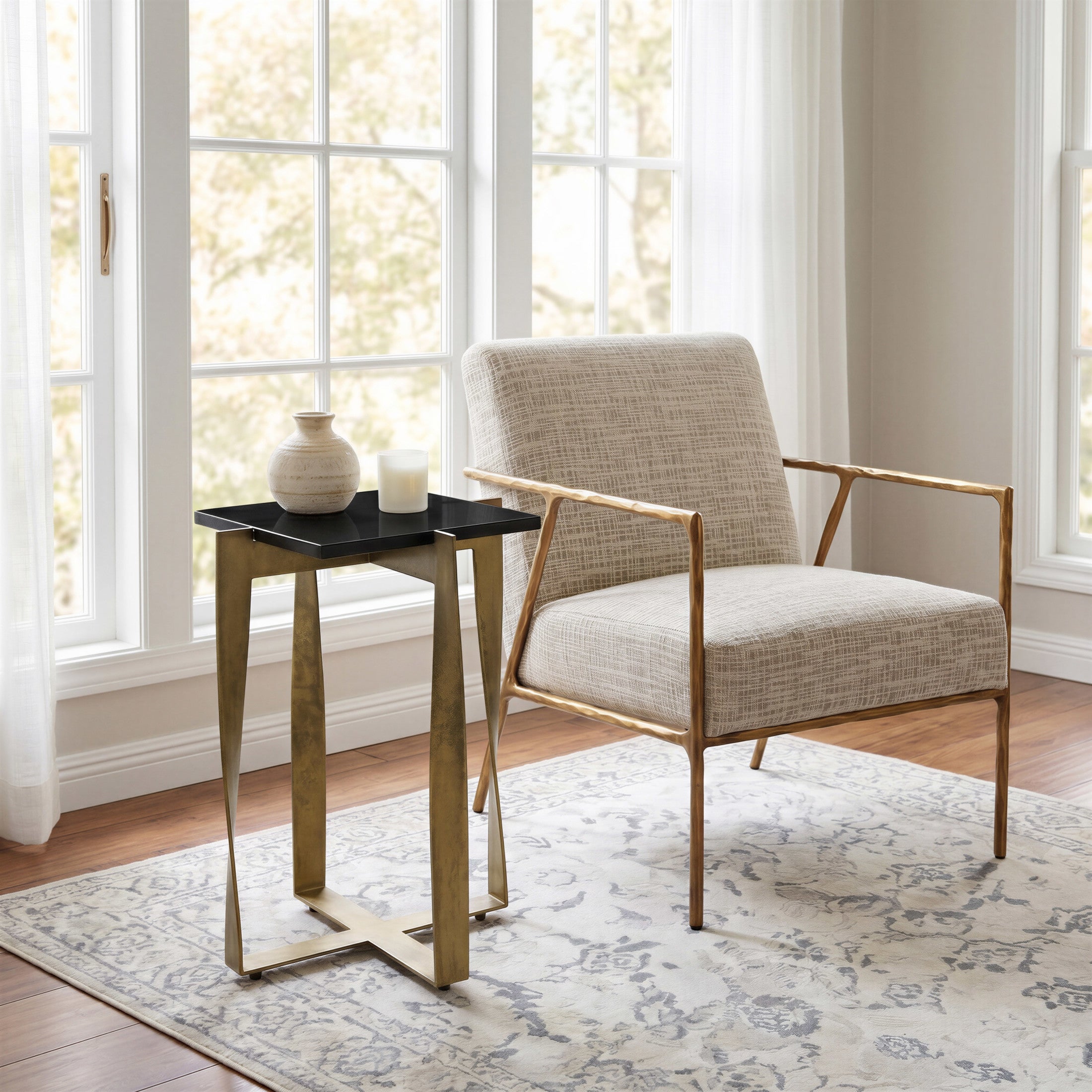 Noara Accent Table Black & Brass
