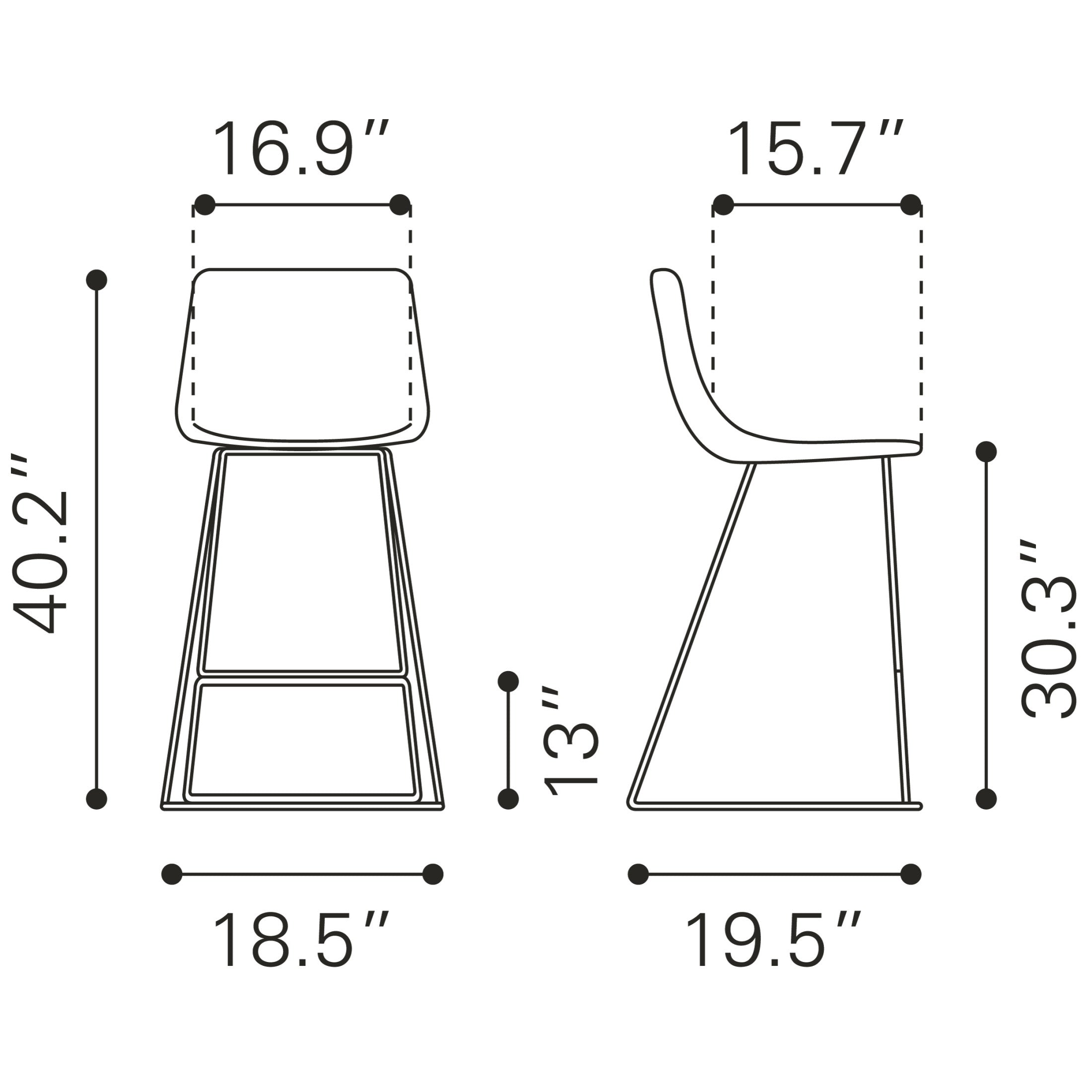 Adele Barstool (Set of 2) Orange & Gold
