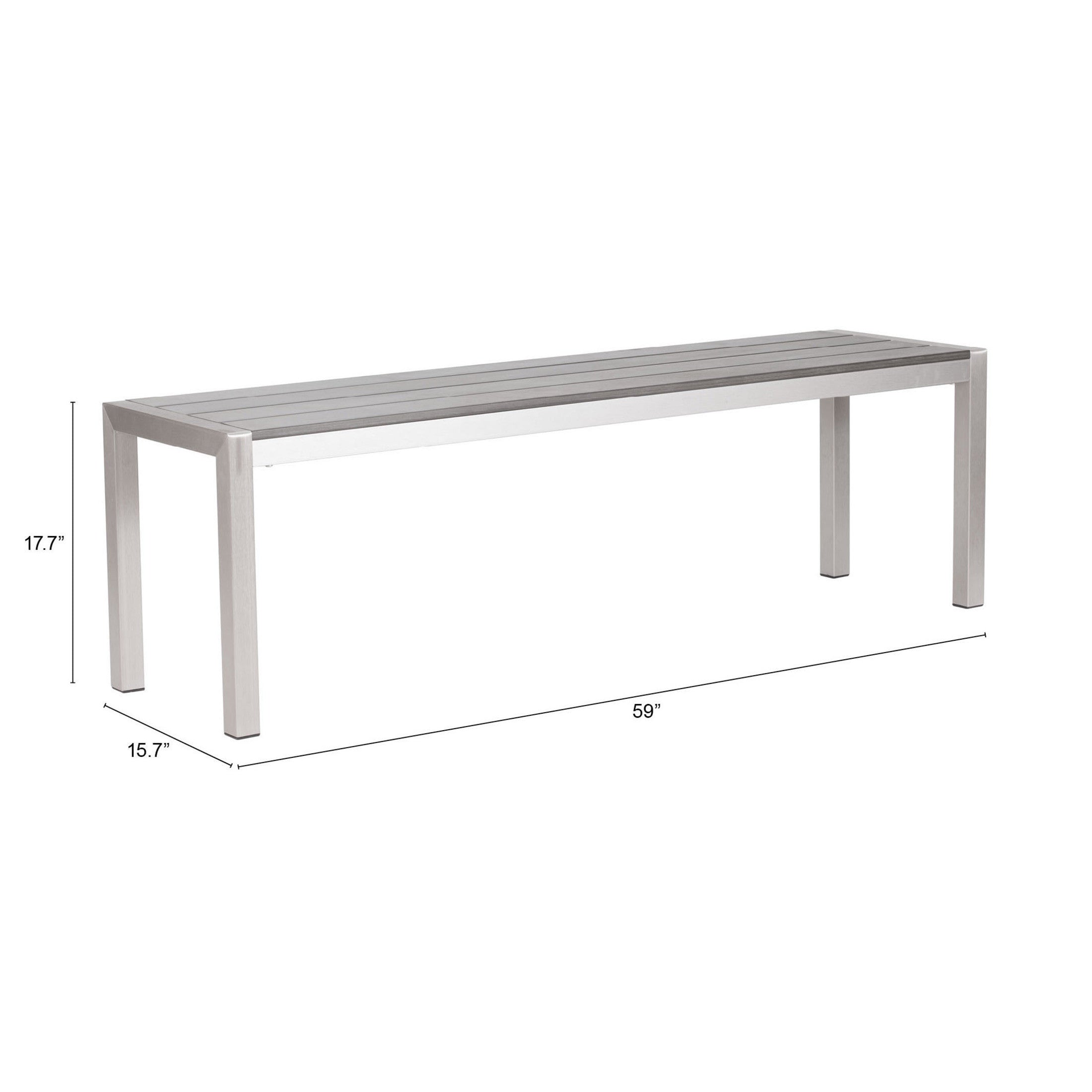 Metropolitan Double Bench Gray & Silver