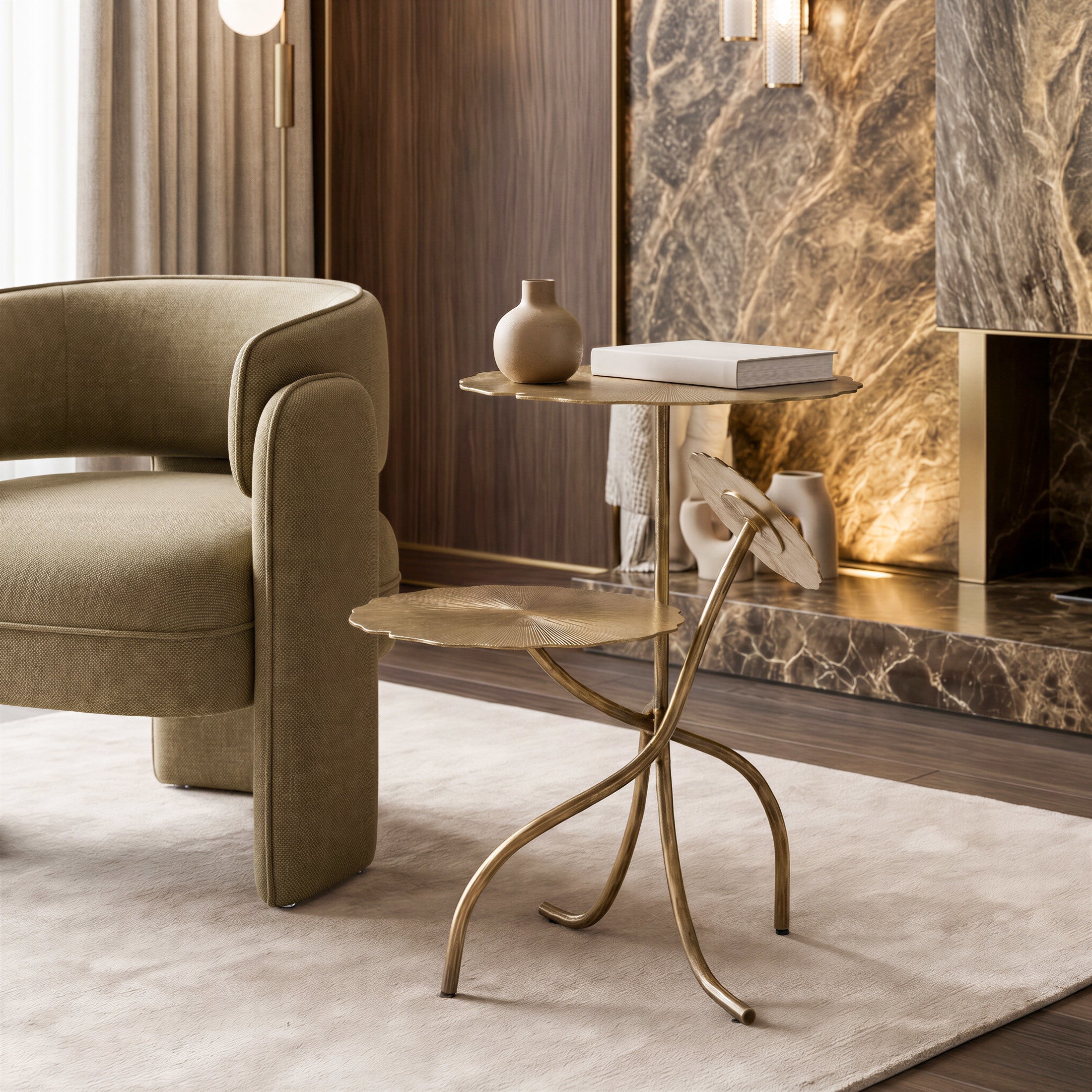 Mavro Accent Table Brass