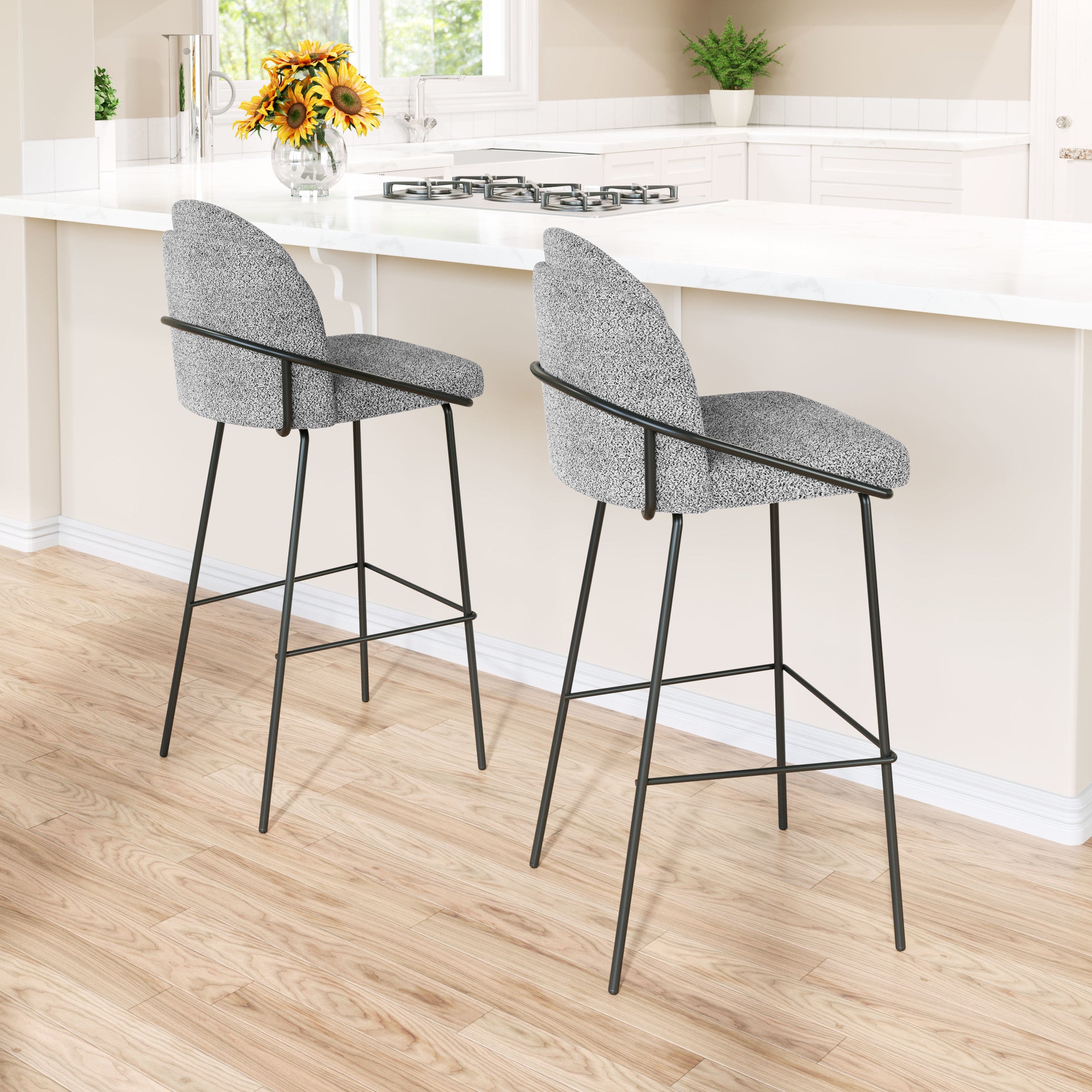 Jambi Barstool (Set of 2) Black & White