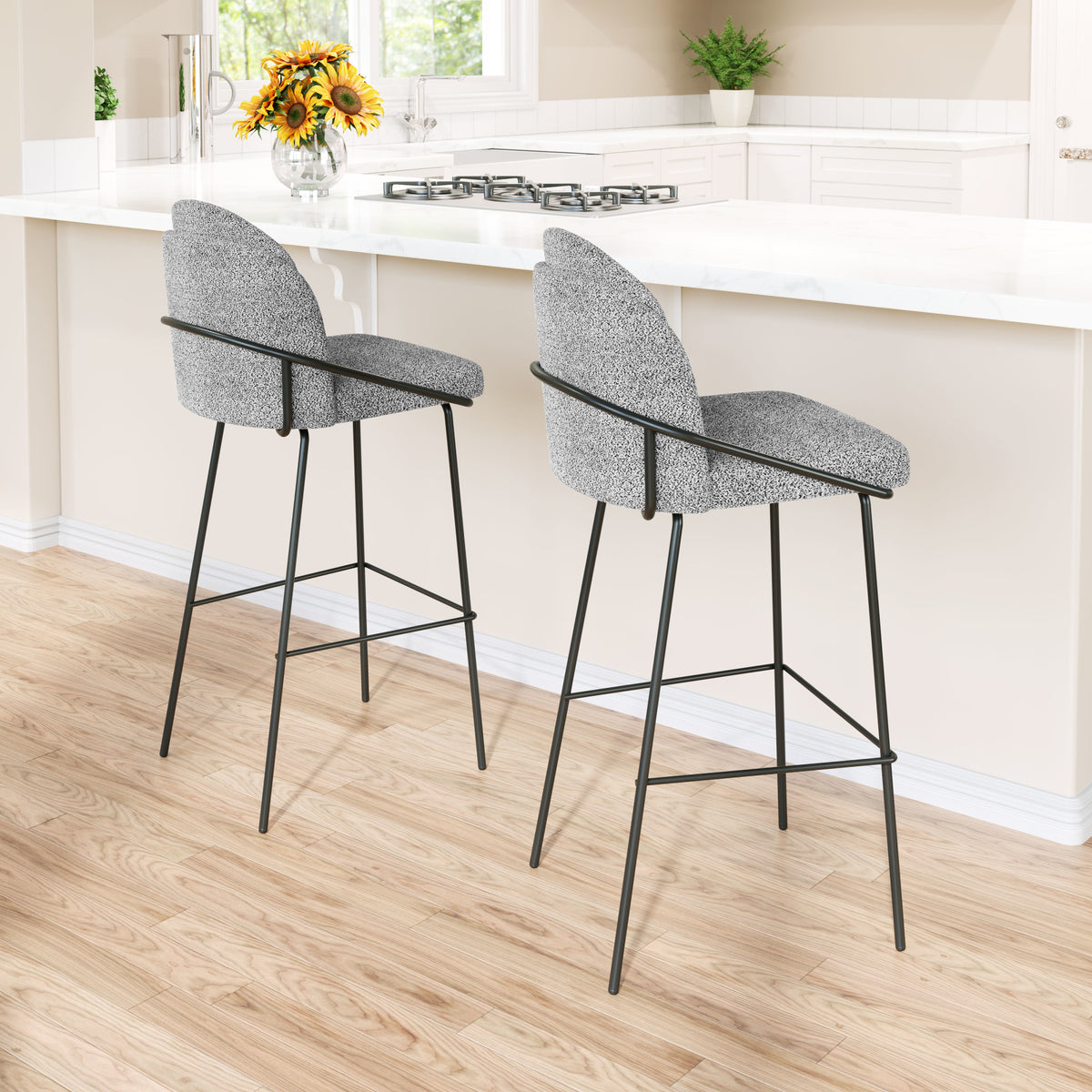 Jambi Barstool (Set of 2) Black & White