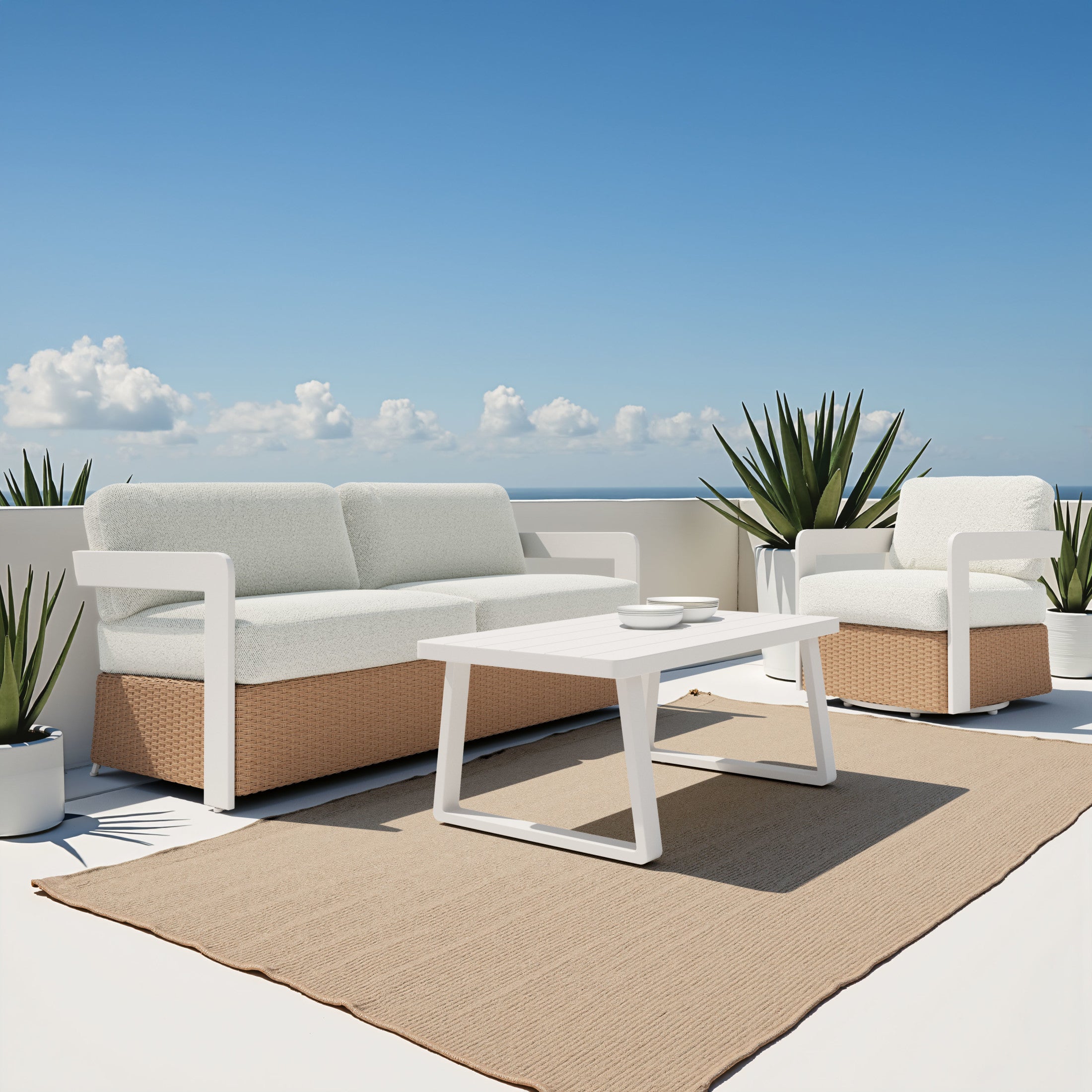 Gelo Sofa White & Brown