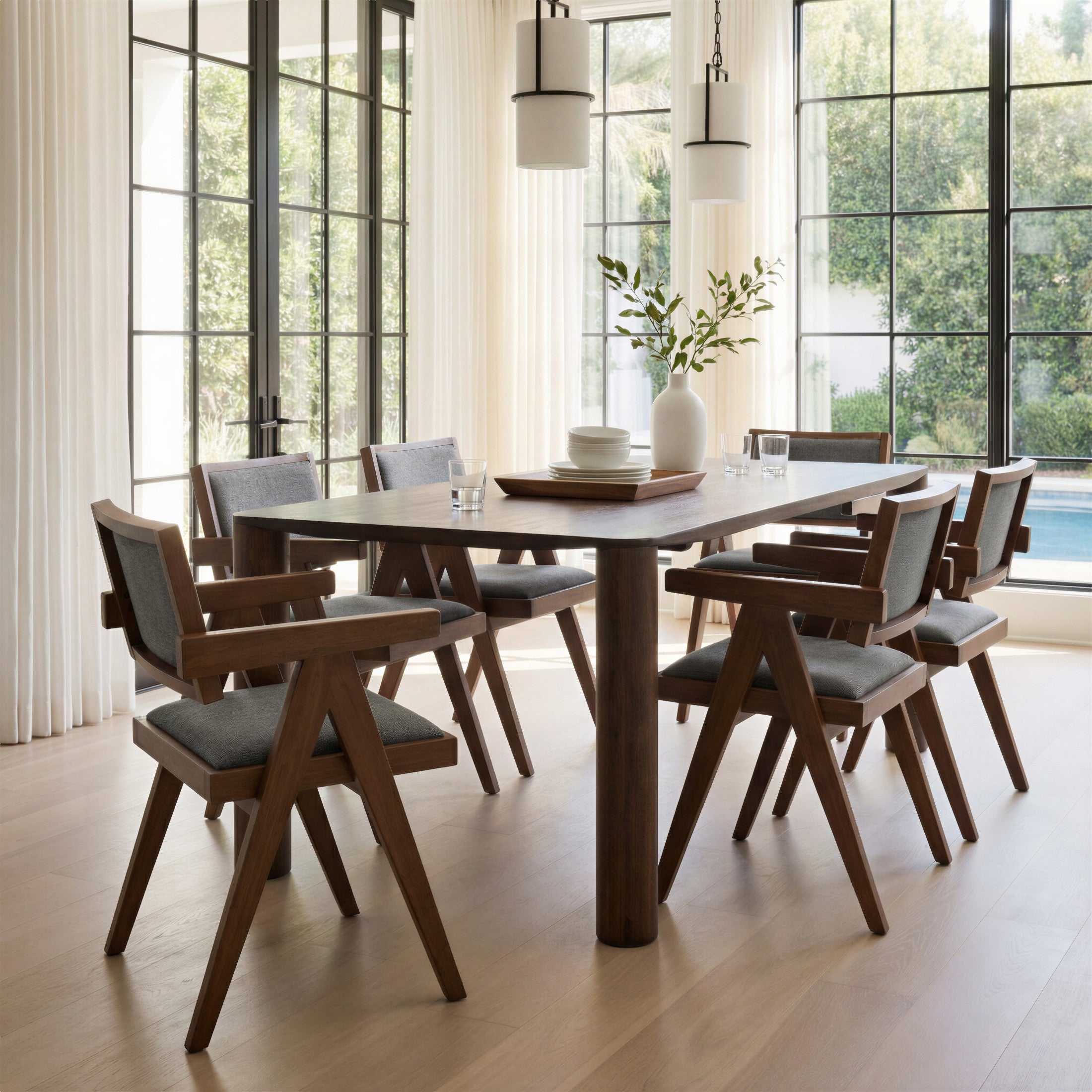 Delhi Dining Chair (Set of 2) Gray & Walnut