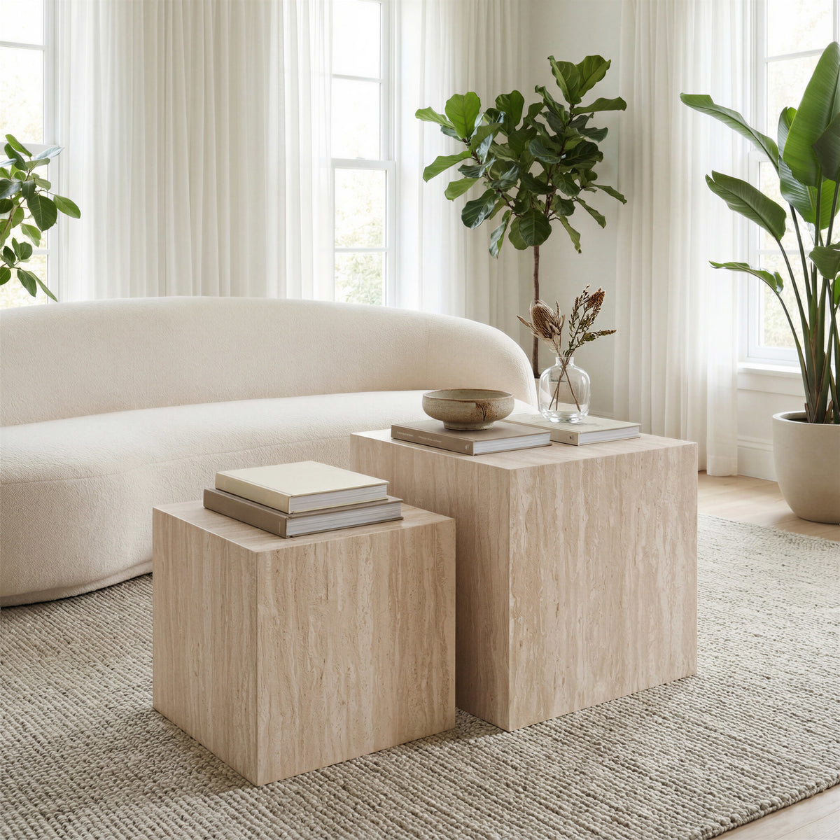 Cambro Coffee Table Set (2-Piece) Stone Beige