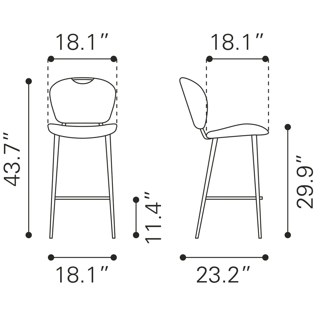 Terrence Barstool Vintage Gray