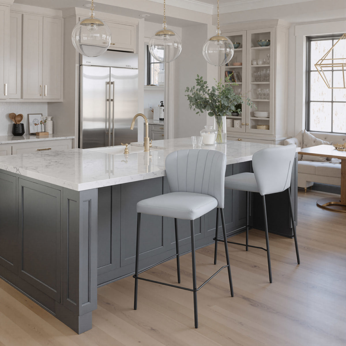Linz Counter Stool (Set of 2) Gray