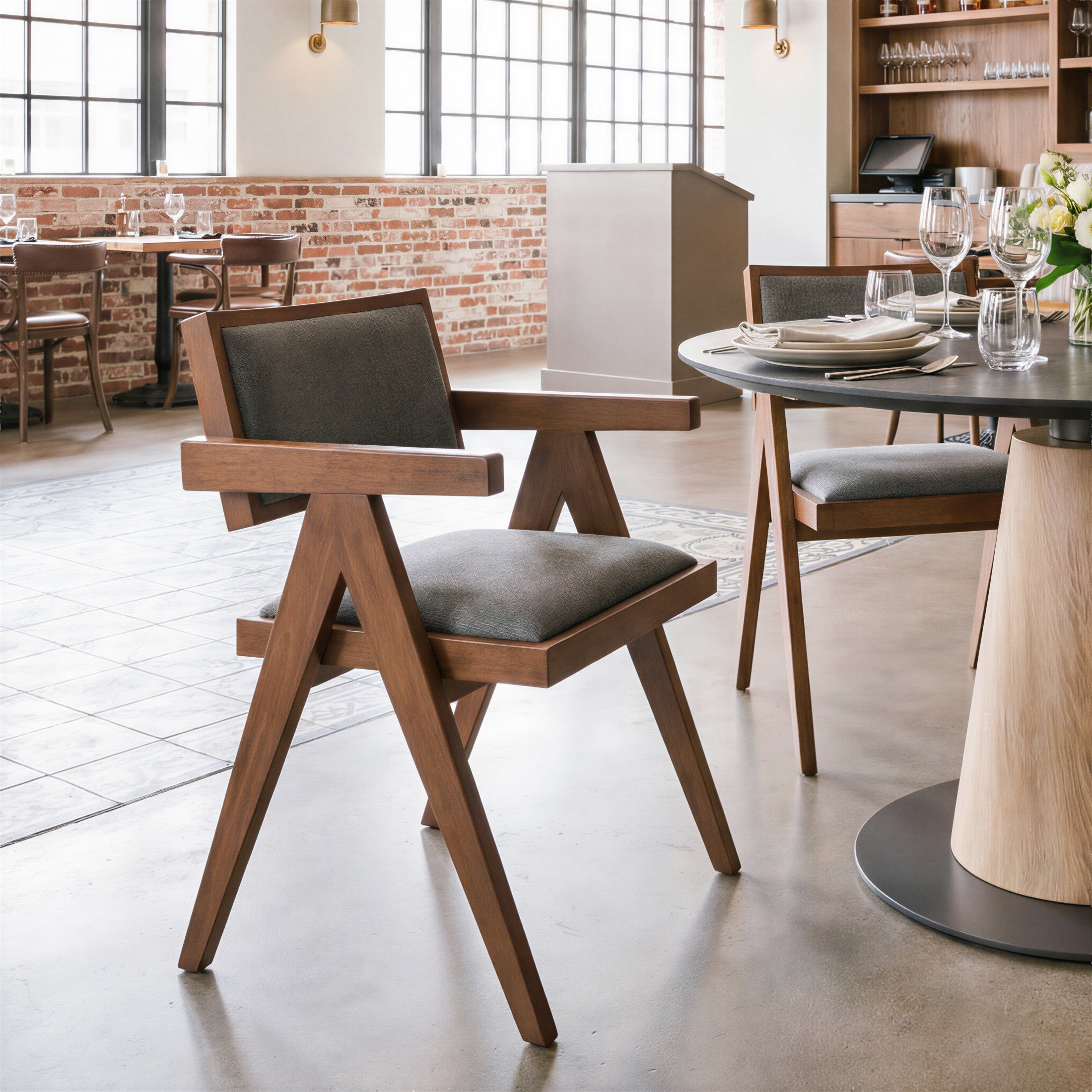 Delhi Dining Chair (Set of 2) Gray & Walnut