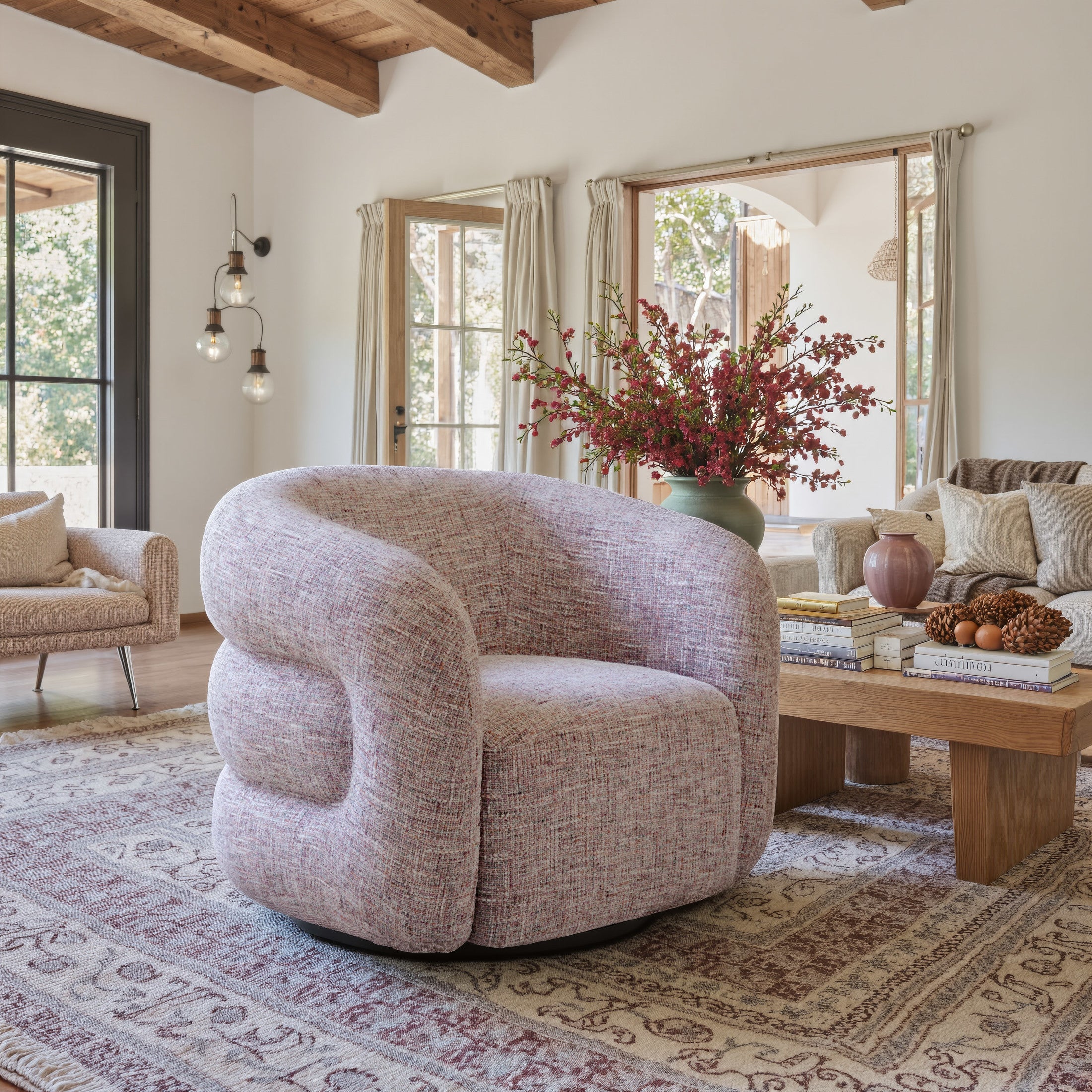 Refine Swivel Chair Pink Tweed