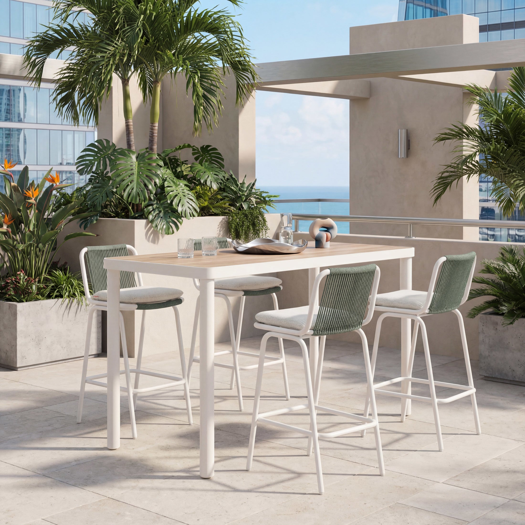 Luft Barstool (Set of 2) White & Green