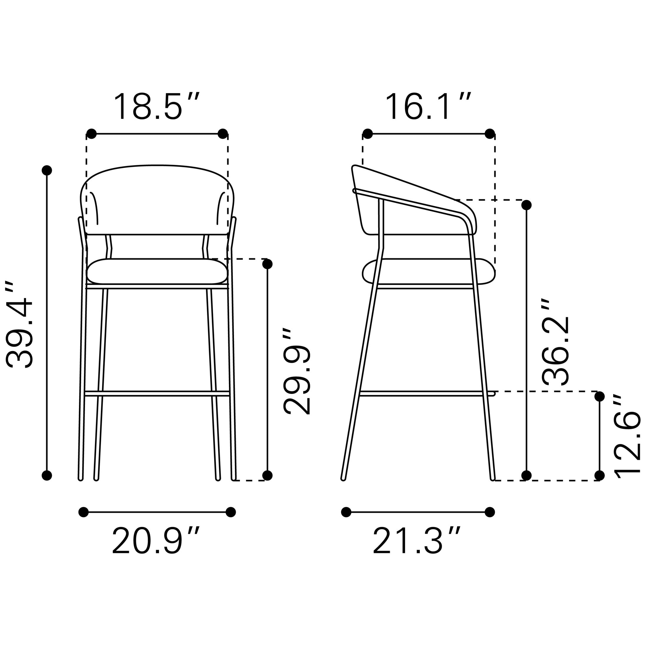 Josephine Barstool (Set of 2) Brown